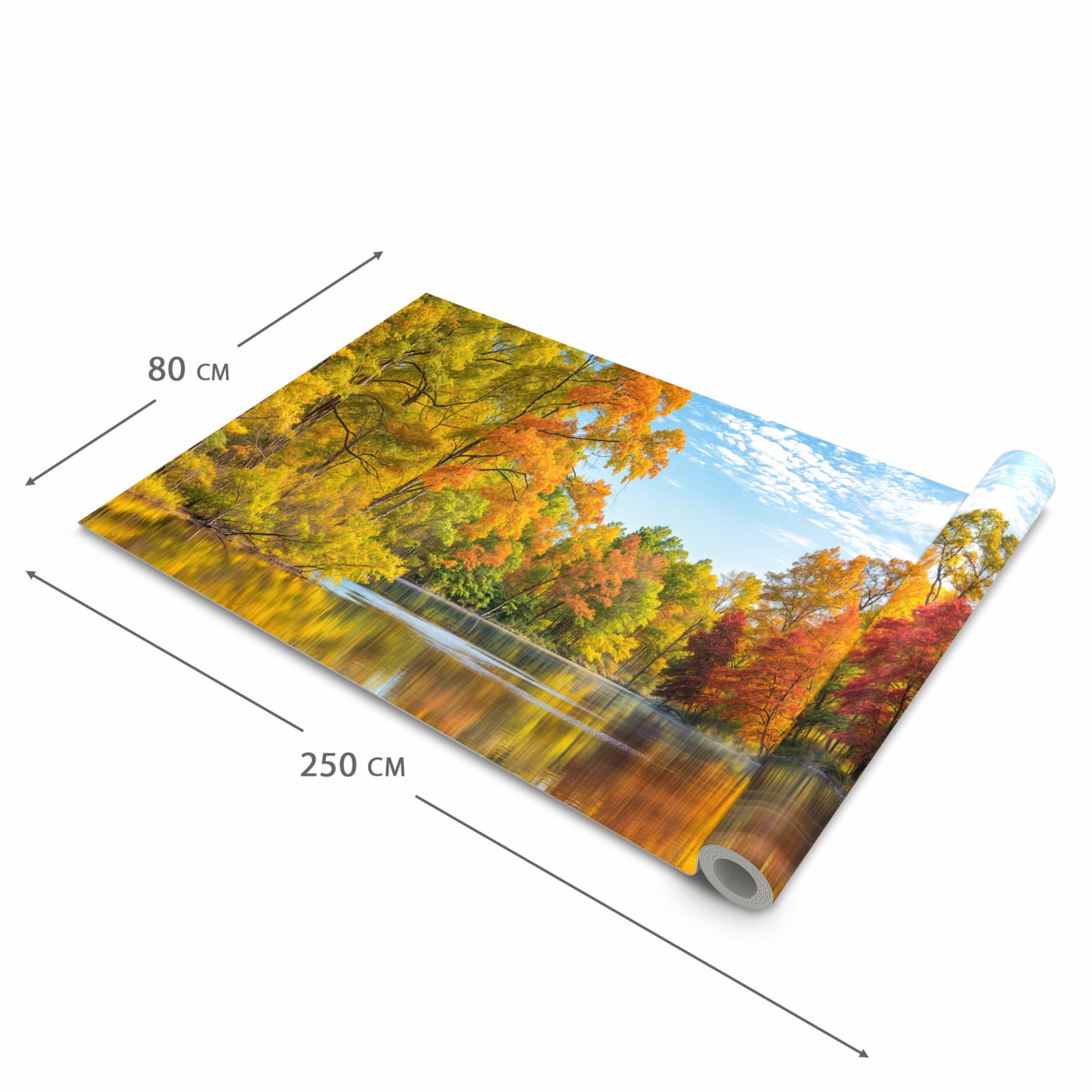 Schmutzabweisender rutschfester Küchenteppich mit Motiv Herbstlicher See in der Größe 60x240 cm