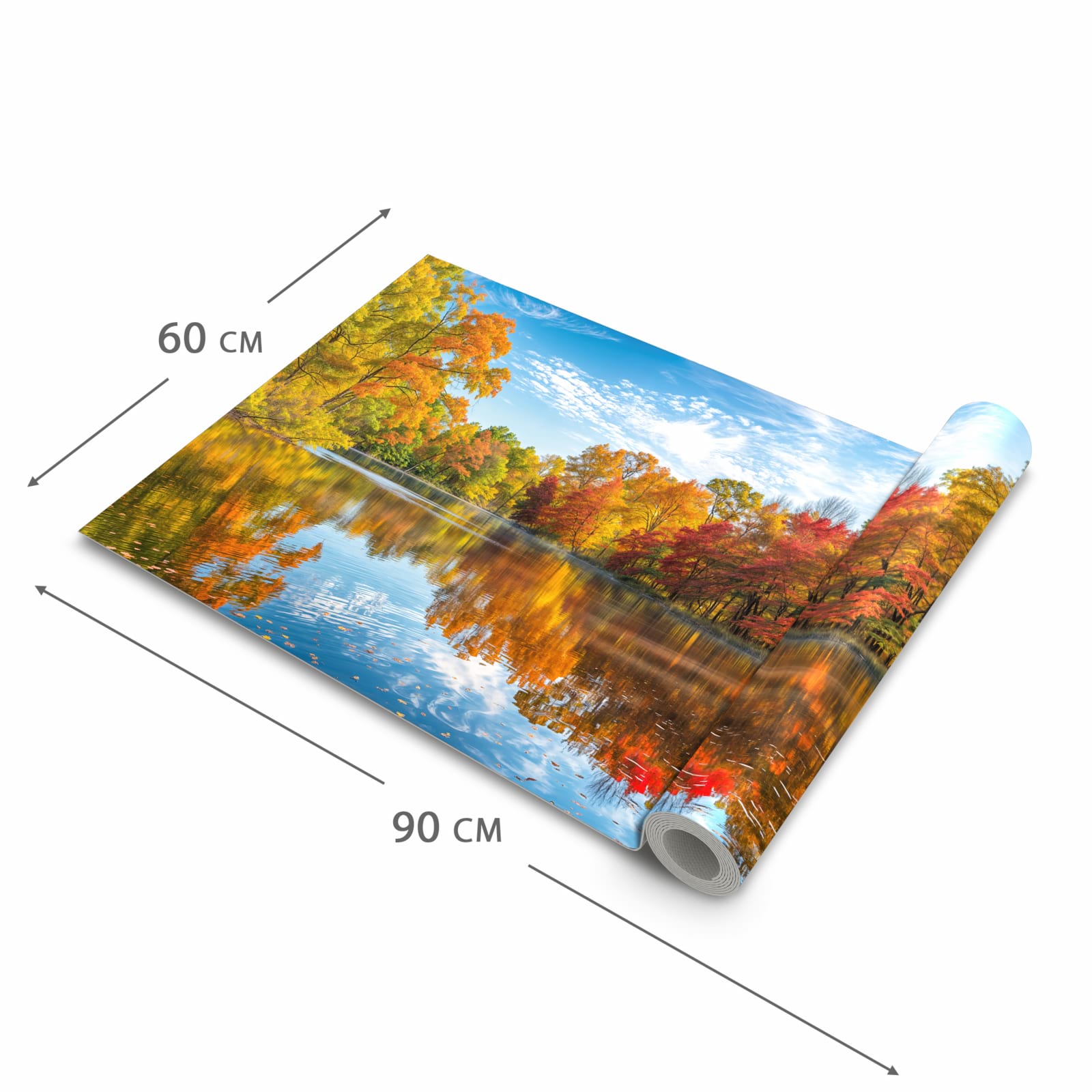 Wasserabweisender waschbarer Küchenteppich mit Motiv Herbstlicher See in der Grösse 60x240 cm