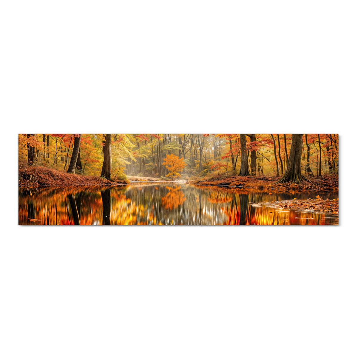Pflegeleichter rutschfester Küchenläufer mit Motiv Herbstwald am See in Frontansicht