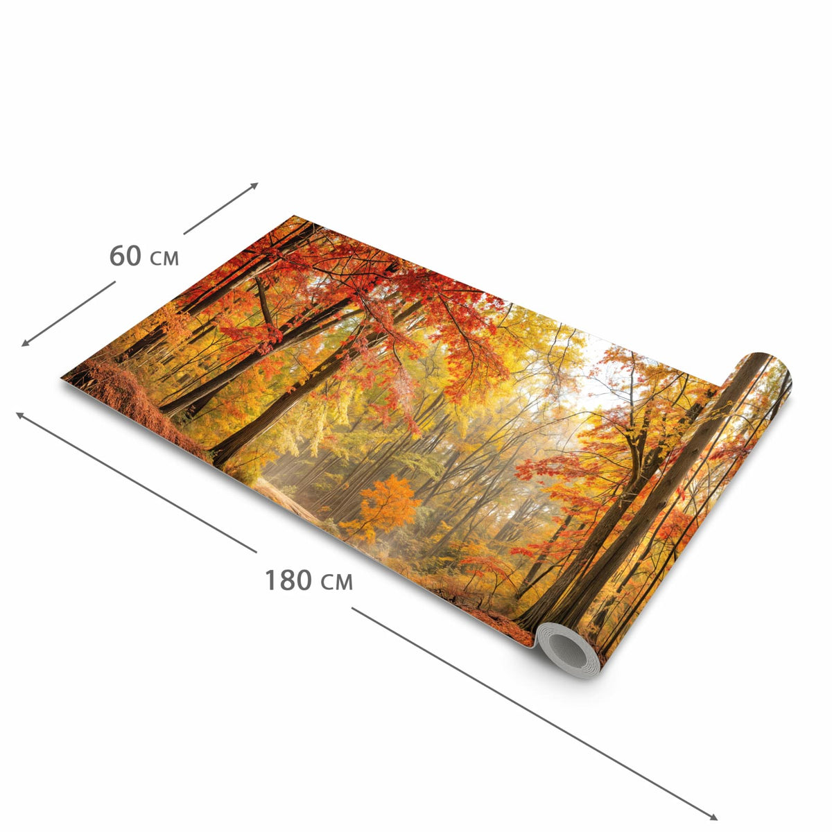 Hygienischer Küchenläufer mit Motiv Herbstwald am See in der Größe 60x240 cm für den Flur