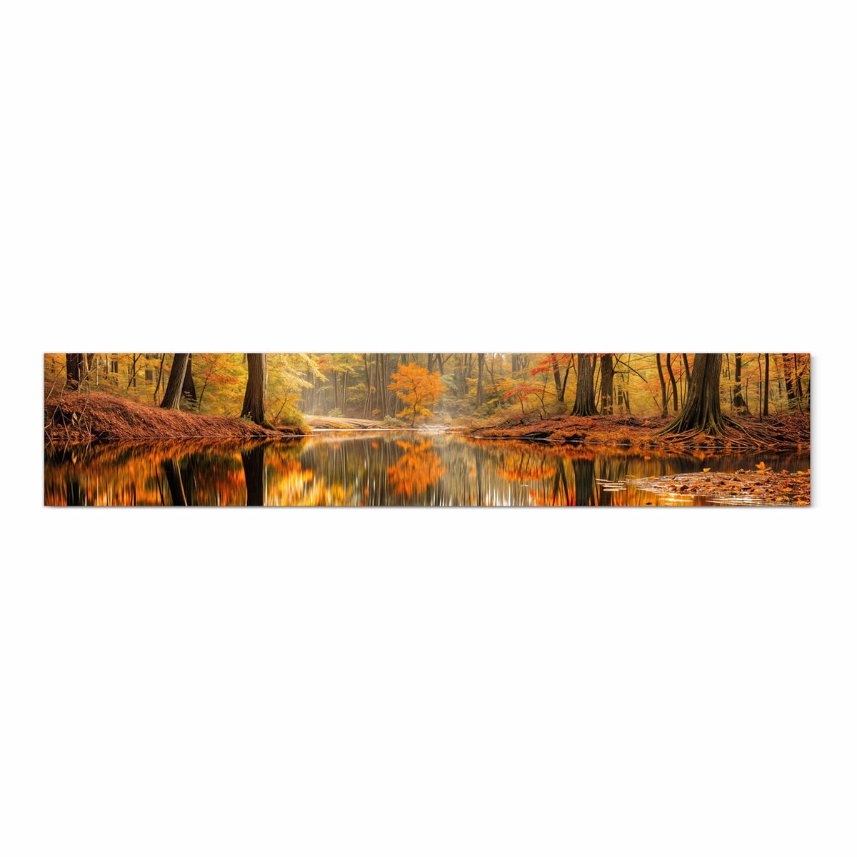 Pflegeleichter rutschfester Küchenläufer mit Motiv Herbstwald am See in Frontansicht