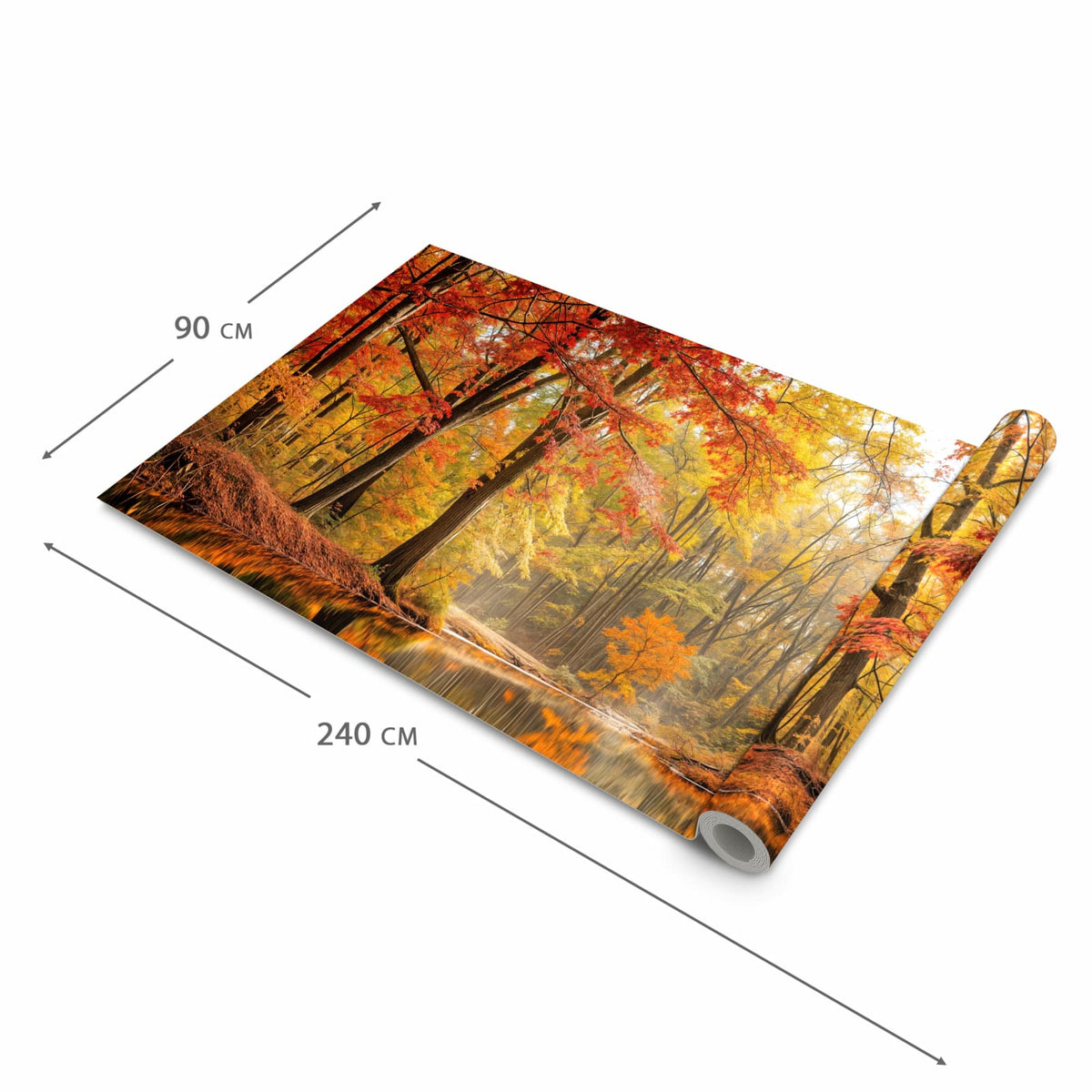 Formstabiler Bodenläufer Teppich mit Motiv Herbstwald am See in der Grösse 60x240 cm