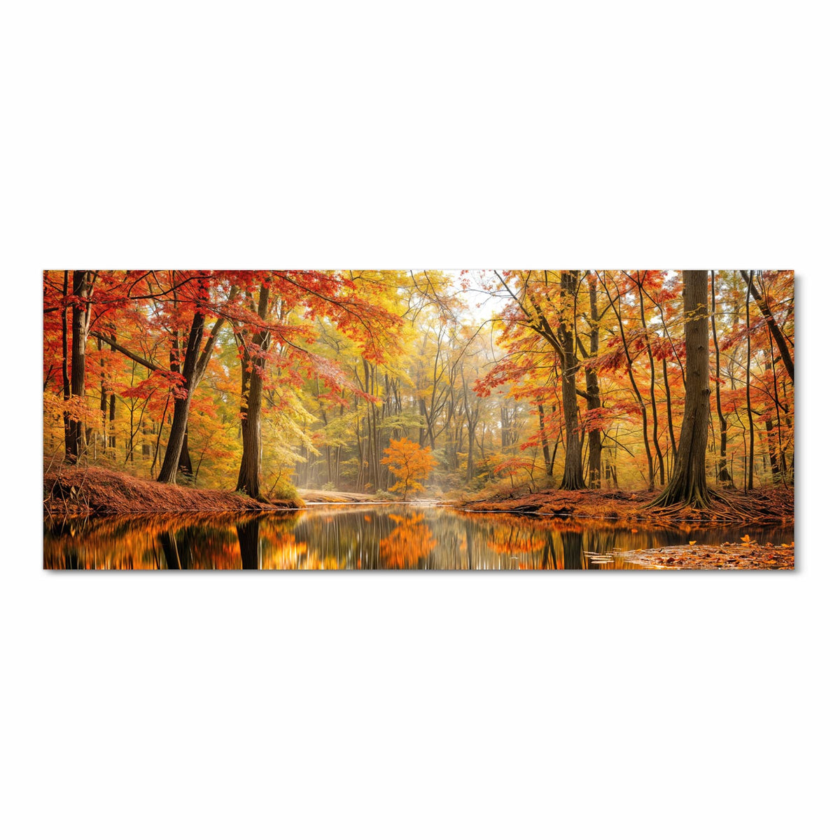 Schmutzabweisender Küchenläufer mit Motiv Herbstwald am See in Frontansicht