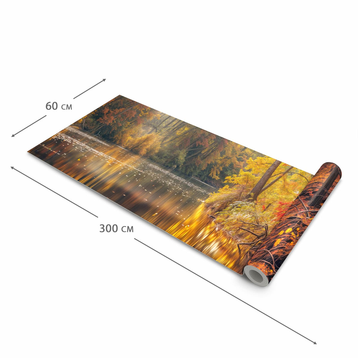 Fleckenresistenter Küchenläufer mit Motiv Herbstwald See in der Grösse 60x180 cm