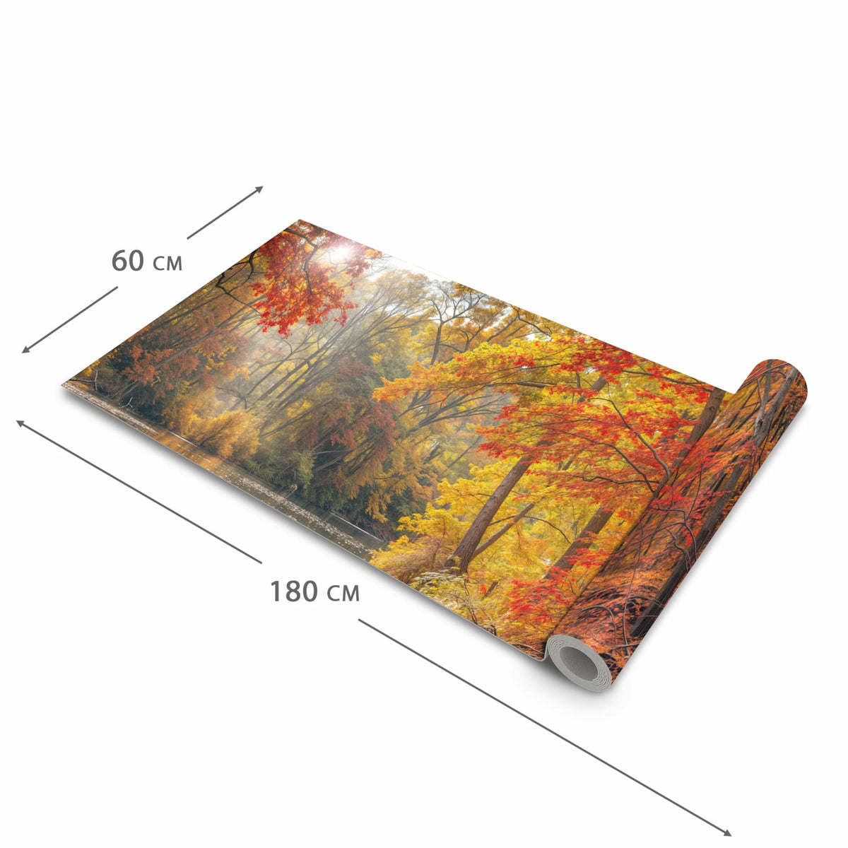 UV-beständiger Küchenteppich mit Motiv Herbstwald See in der Grösse 60x180 cm