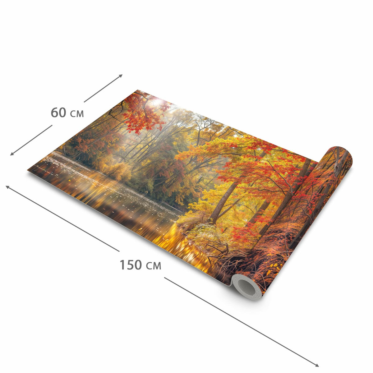 Abriebfester Küchenteppich mit Motiv Herbstwald See in der Grösse 60x180 cm