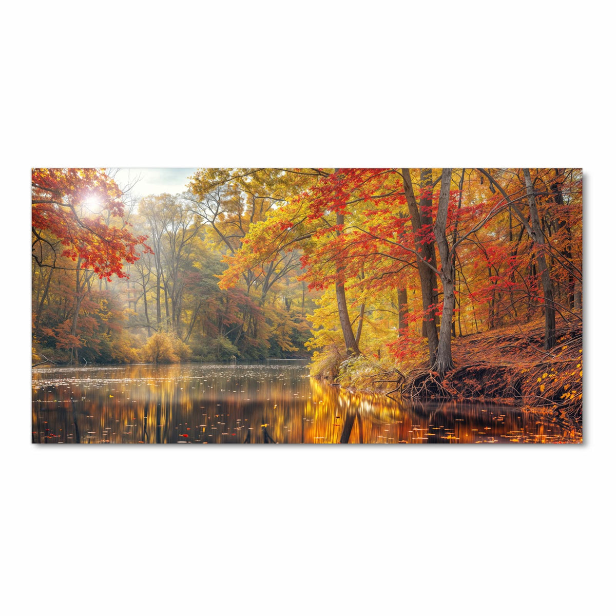 Bodenläufer mit Motiv Herbstwald See in Frontansicht für Ordnung & Übersicht