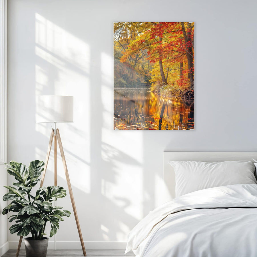 Maße Wandbild - Herbstfarben am Seeufer - Hochformat
