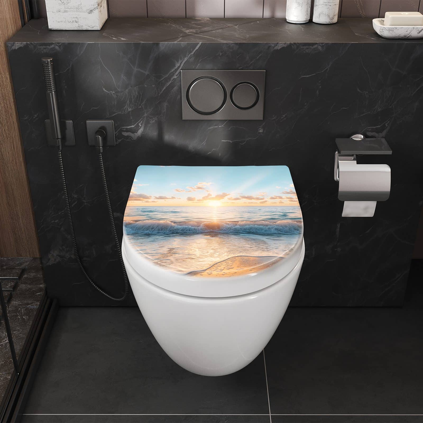 WC-Sitz mit Absenkautomatik Strand Sonnenuntergang