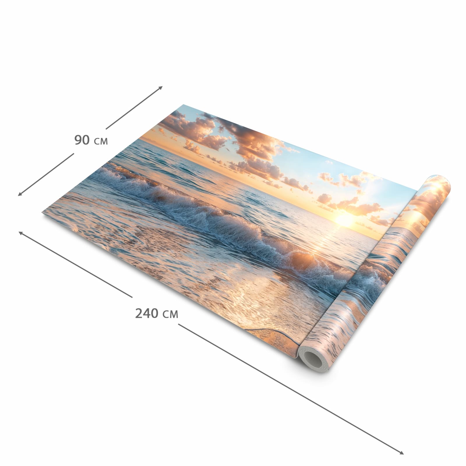 Zeitsparender Küchenteppich mit Motiv Strand Sonnenuntergang in der Grösse 60x180 cm