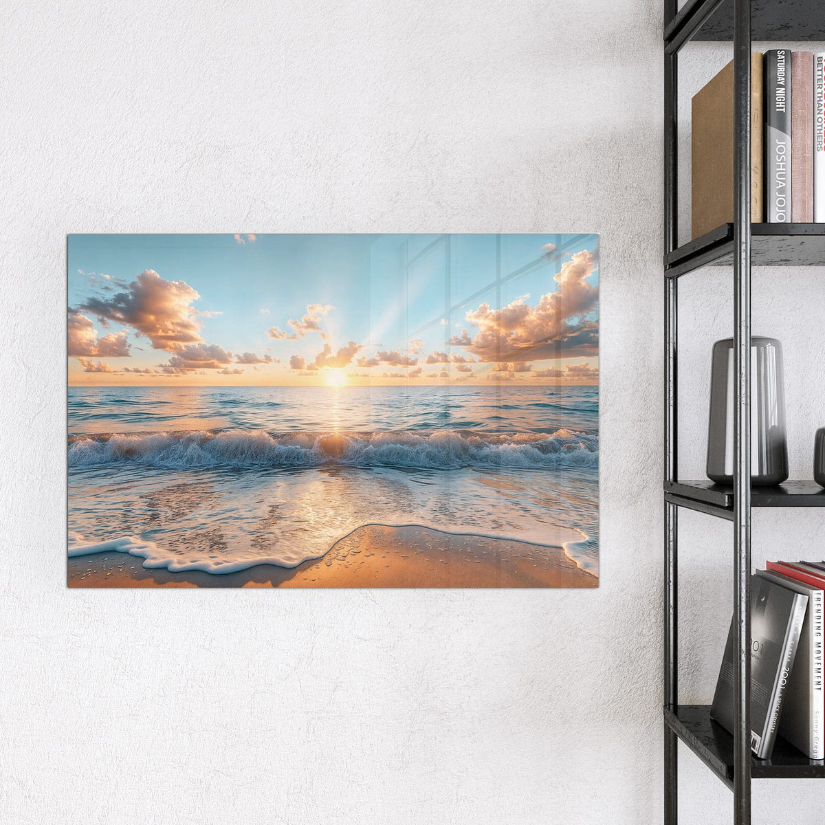 Magnettafel - Sonne über der Brandung – Helle Sonne über brechenden Wellen