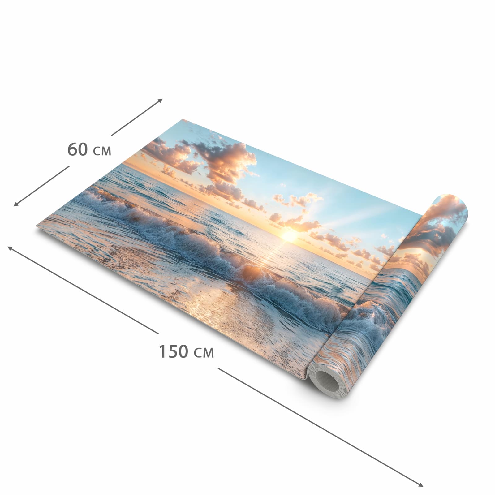 Strapazierfähiger waschbarer Küchenläufer mit Motiv Strand Sonnenuntergang in der Größe 60x180 cm