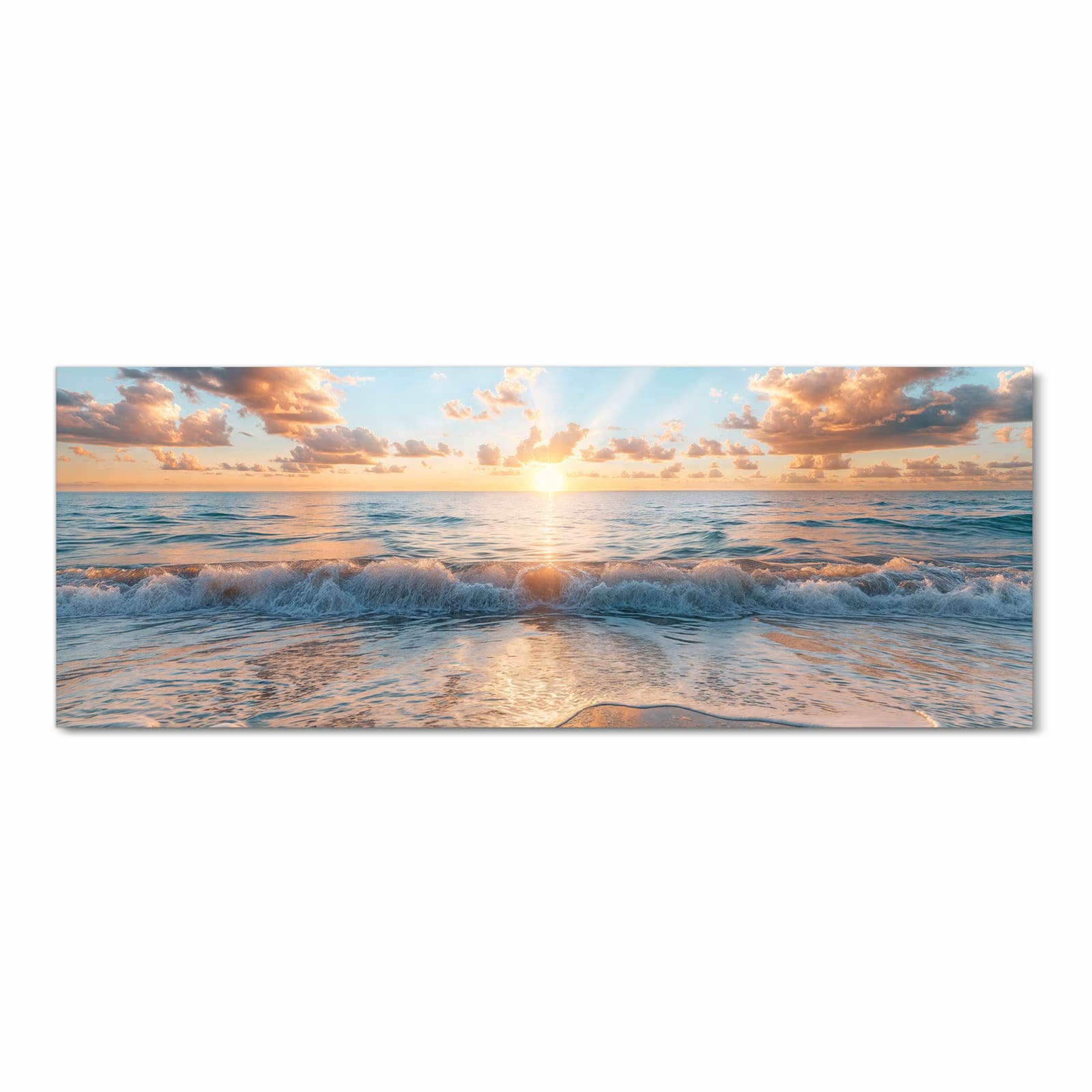 Rutschfester Küchenteppich mit Motiv Strand Sonnenuntergang in Frontansicht schützt den Boden