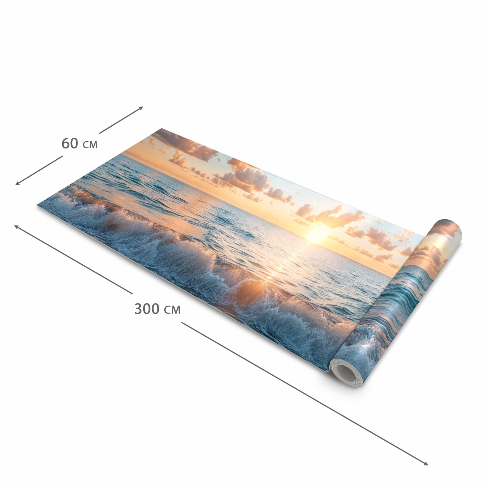 Feuchtigkeitsresistenter Küchenläufer mit Motiv Strand Sonnenuntergang in der Größe 60x180 cm