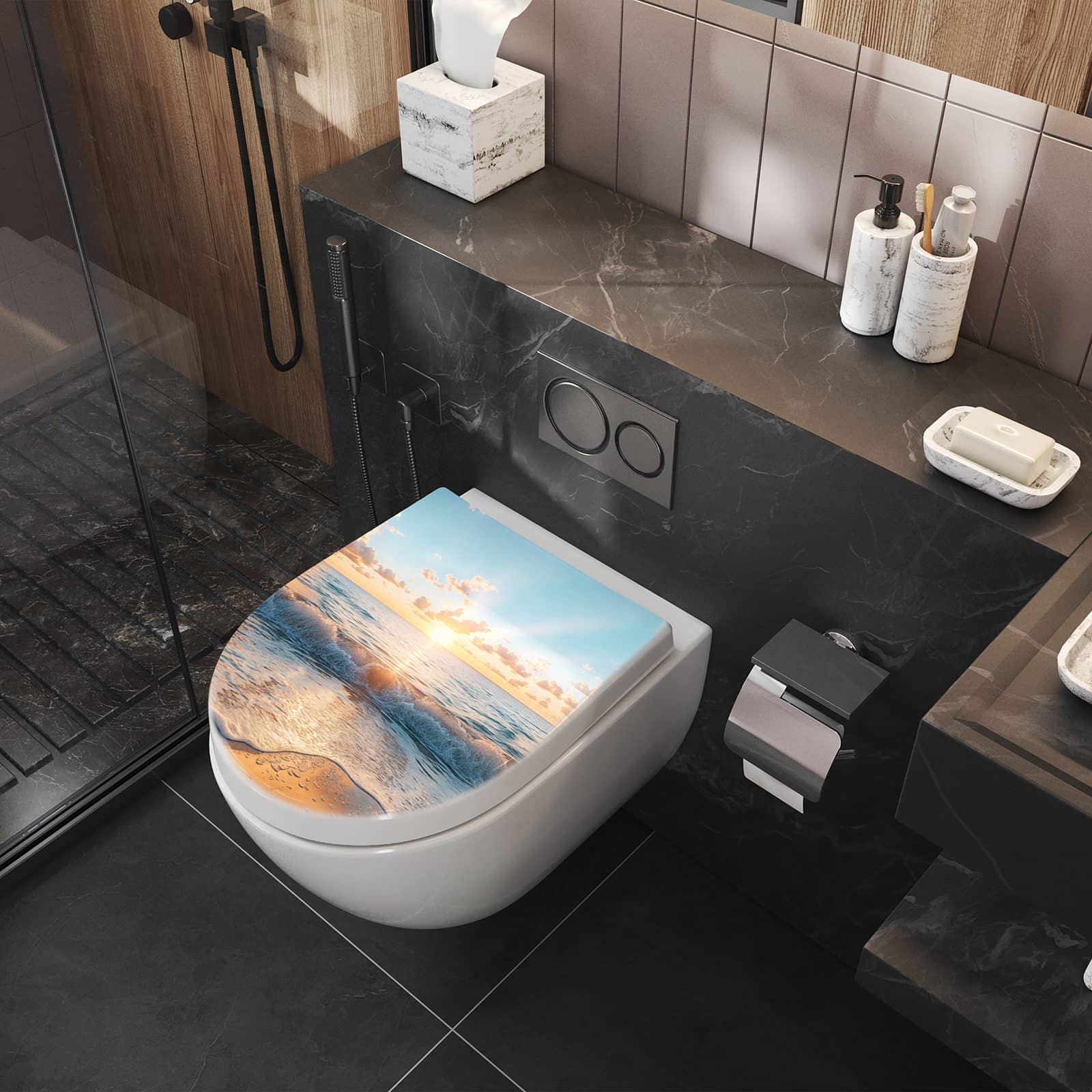 WC-Sitz mit Absenkautomatik Strand Sonnenuntergang