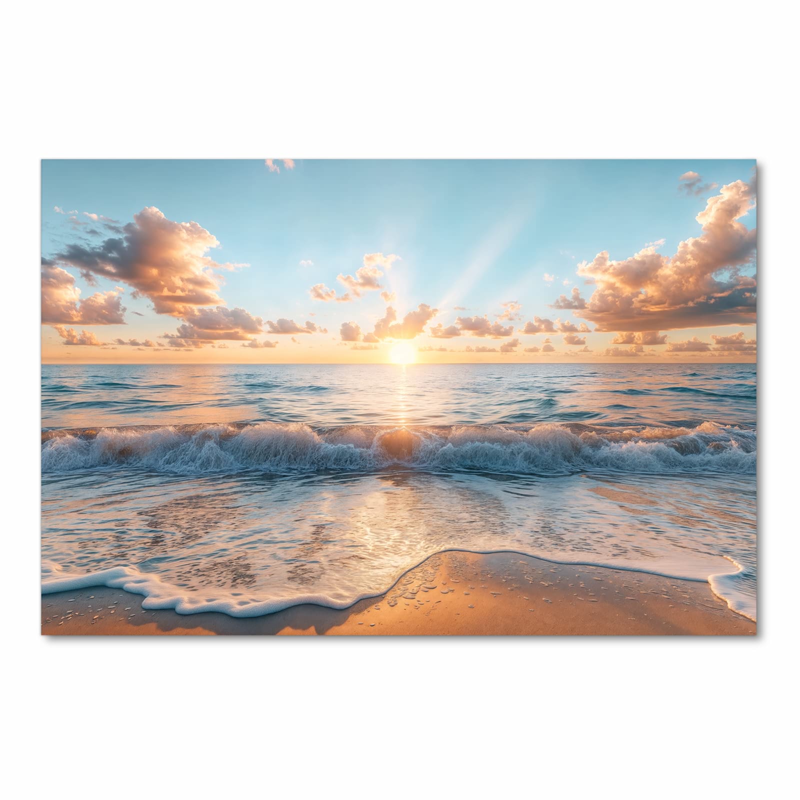 Waschbarer rutschfester Küchenteppich mit Motiv Strand Sonnenuntergang in Frontansicht