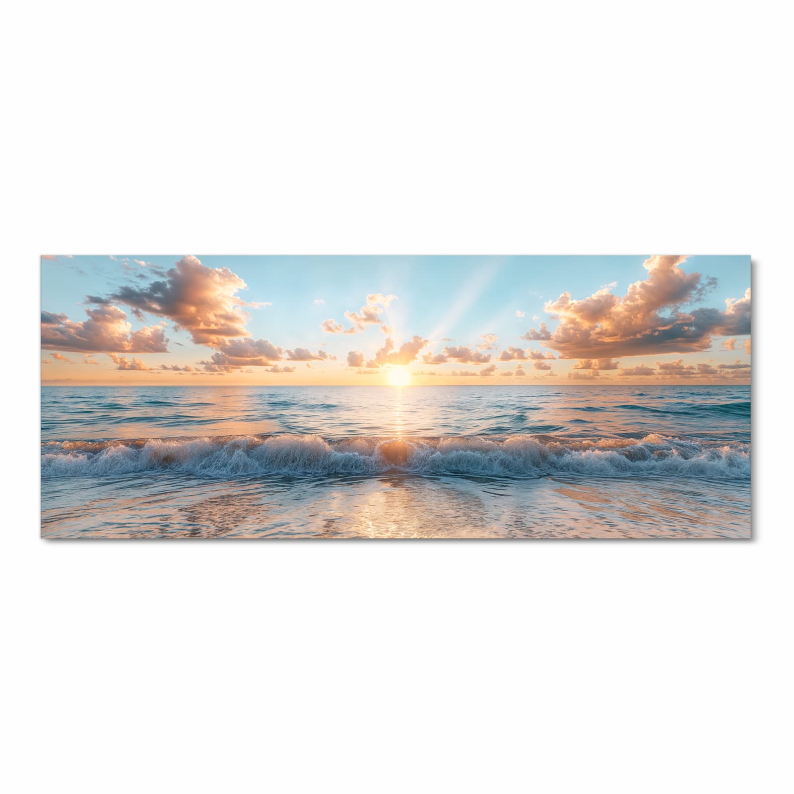 Rutschhemmender waschbarer Küchenläufer mit Motiv Strand Sonnenuntergang in Frontansicht