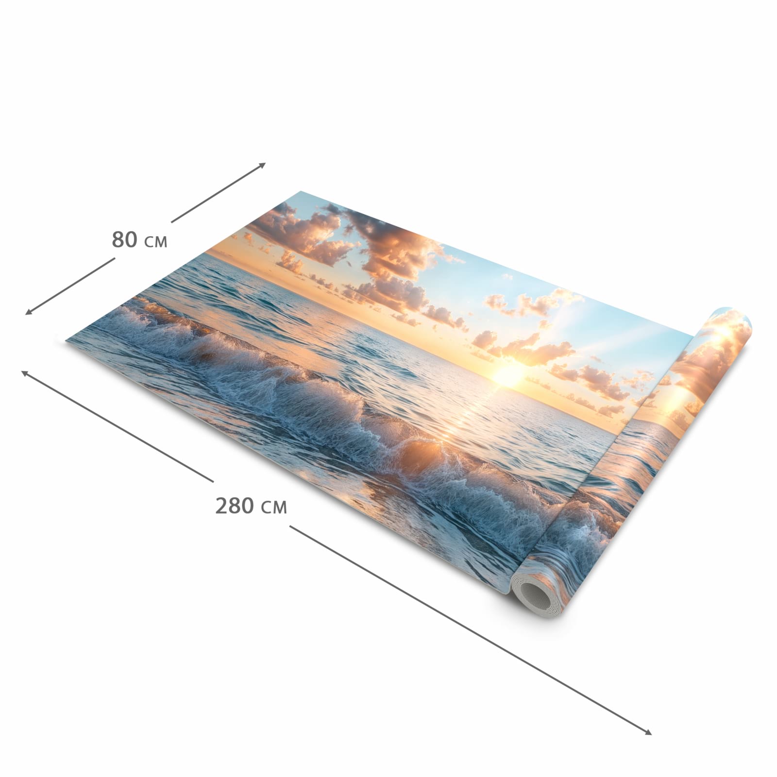 Farbbeständiger Küchenläufer mit Motiv Strand Sonnenuntergang in der Grösse 60x180 cm