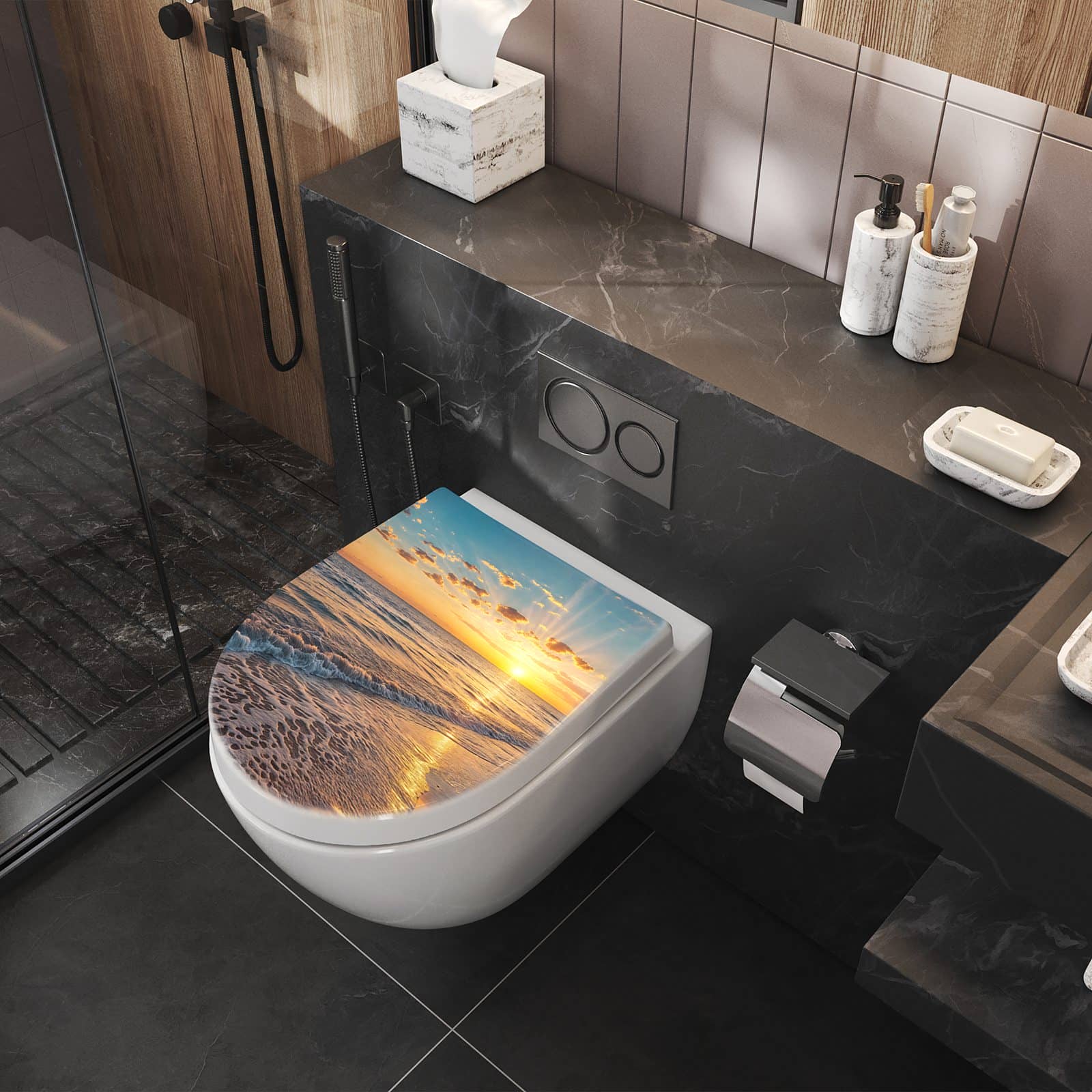 WC-Sitz mit Absenkautomatik Sonnenaufgang Meer