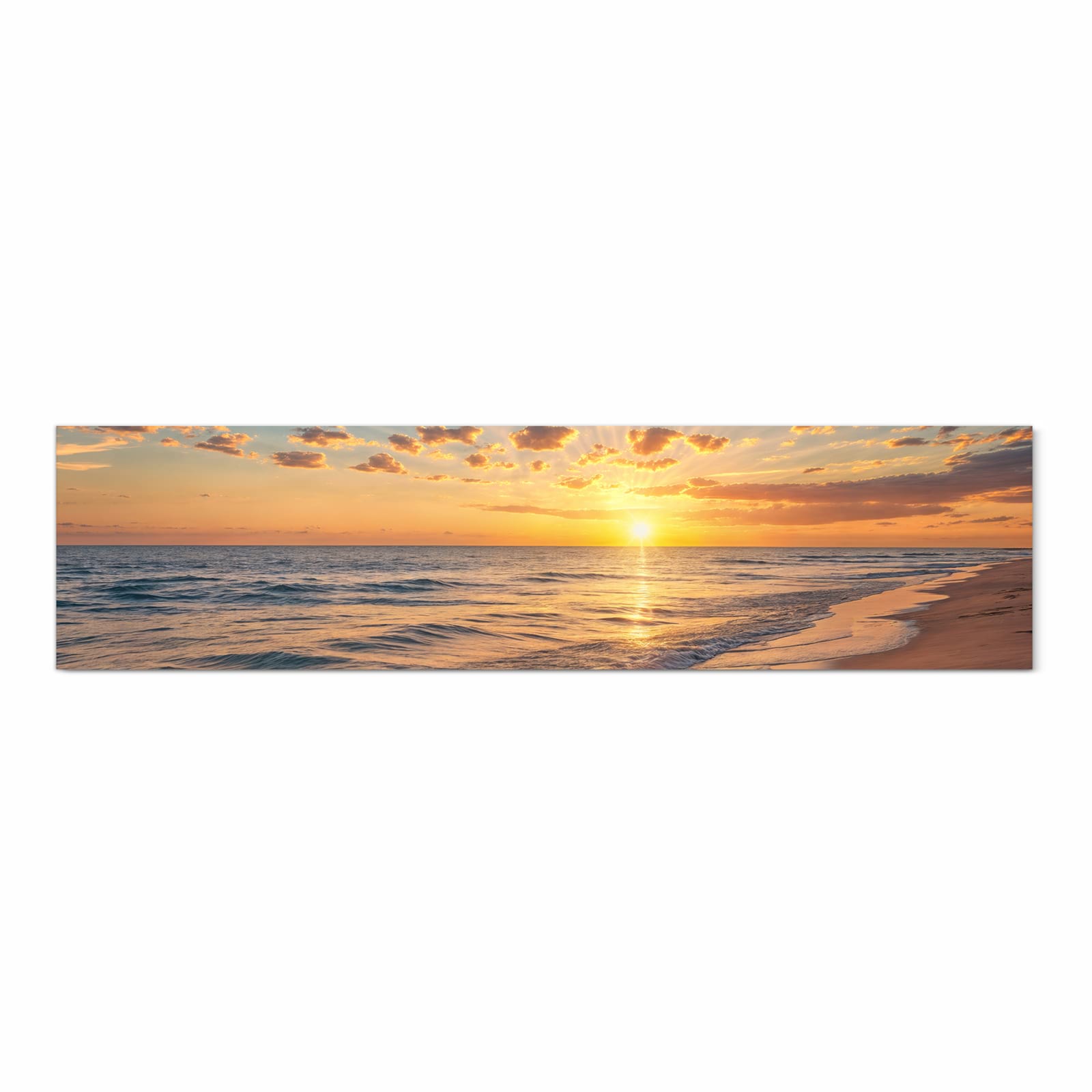 Komfortabler Küchenläufer mit Motiv Sonnenaufgang Meer in Frontansicht für angenehmes Stehen