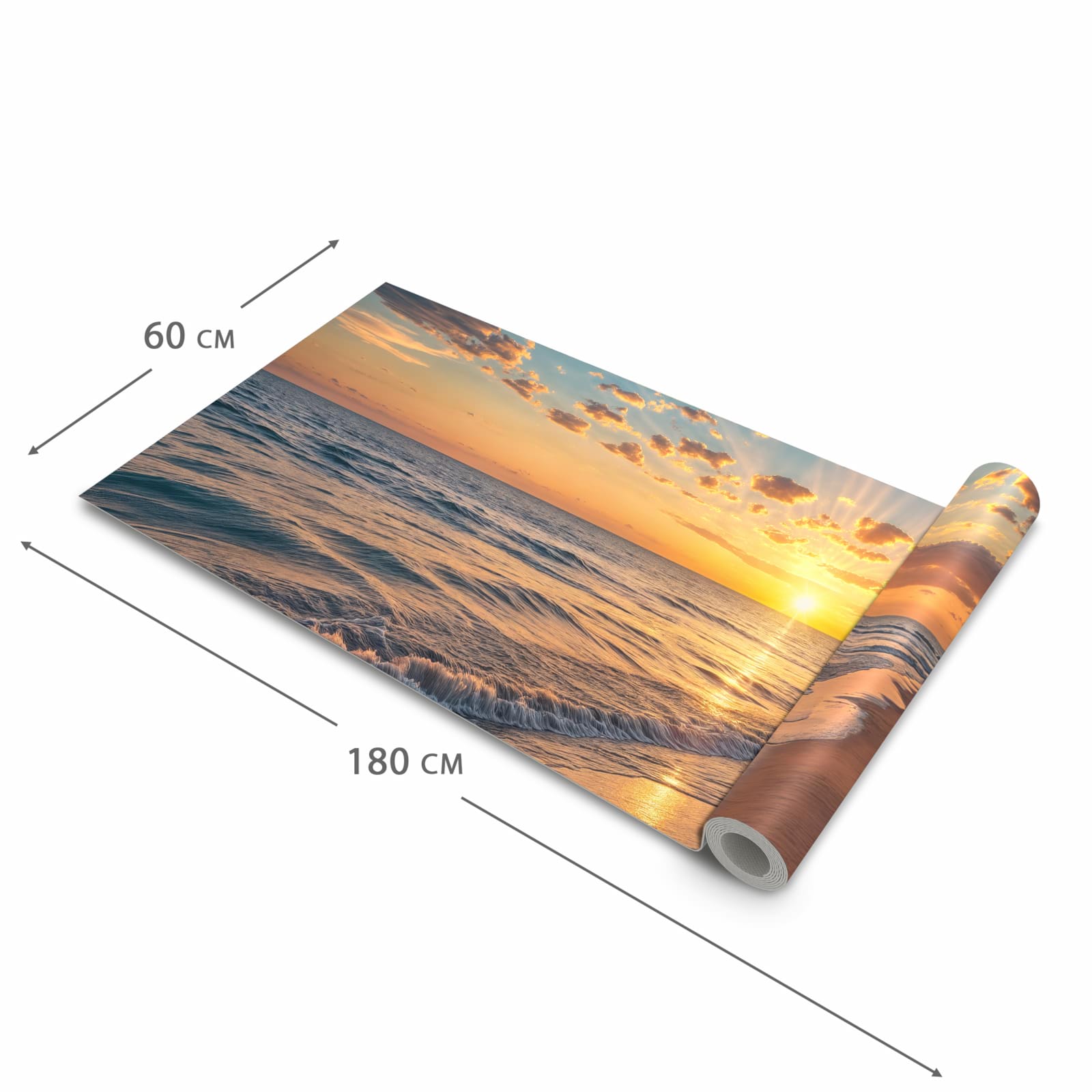 Wasserabweisender Küchenteppich mit Motiv Sonnenaufgang Meer in der Grösse 60x150 cm