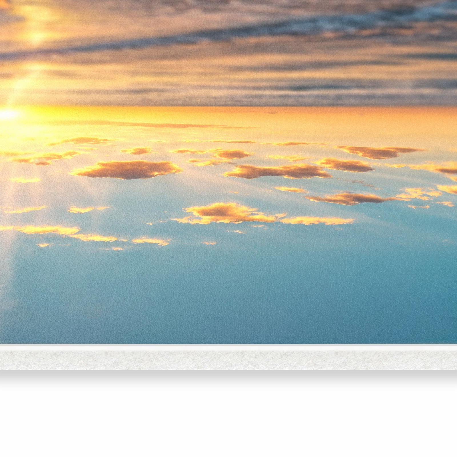 Waschbarer Küchenläufer mit Motiv Sonnenaufgang Meer in seitlicher Ansicht für sicheres Aufbewahren