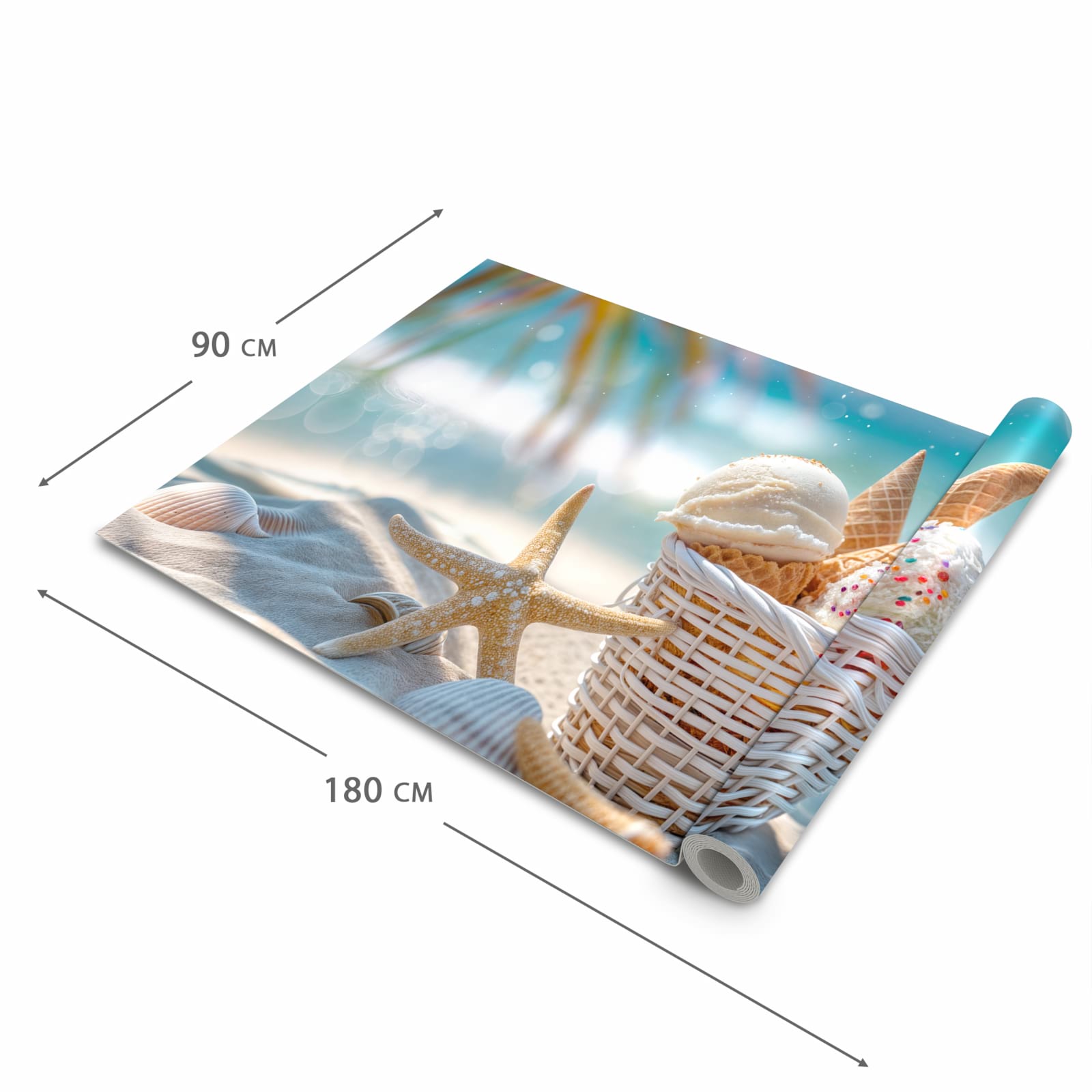 Geräuschdämpfender Küchenteppich mit Motiv Sommer Eiskörbchen in der Grösse 60x150 cm