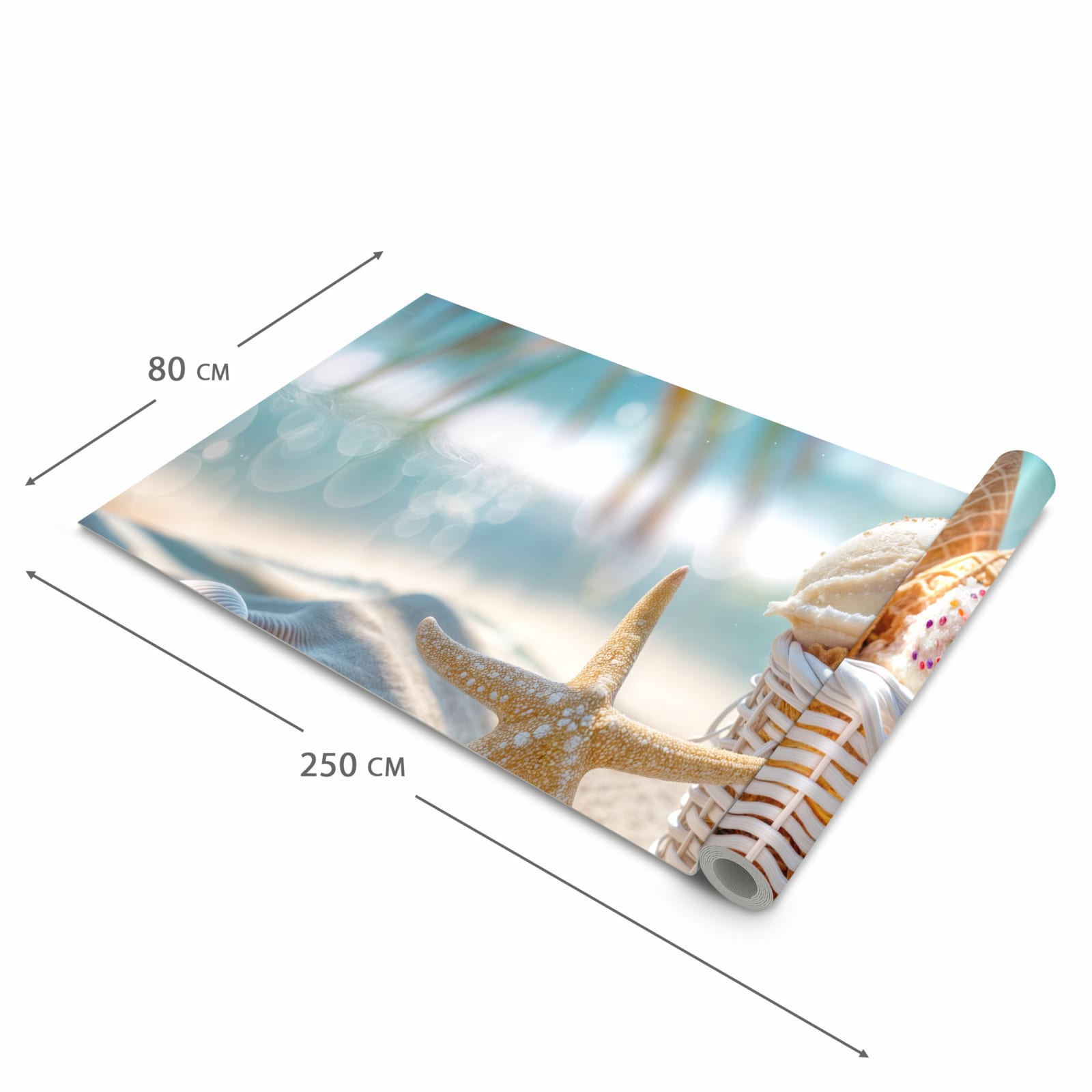 Formstabiler rutschfester Küchenteppich mit Motiv Sommer Eiskörbchen in der Grösse 60x150 cm
