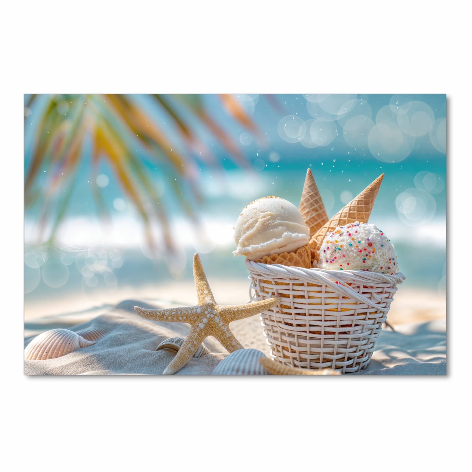 Bodenschonender Küchenteppich mit Motiv Sommer Eiskörbchen in Frontansicht