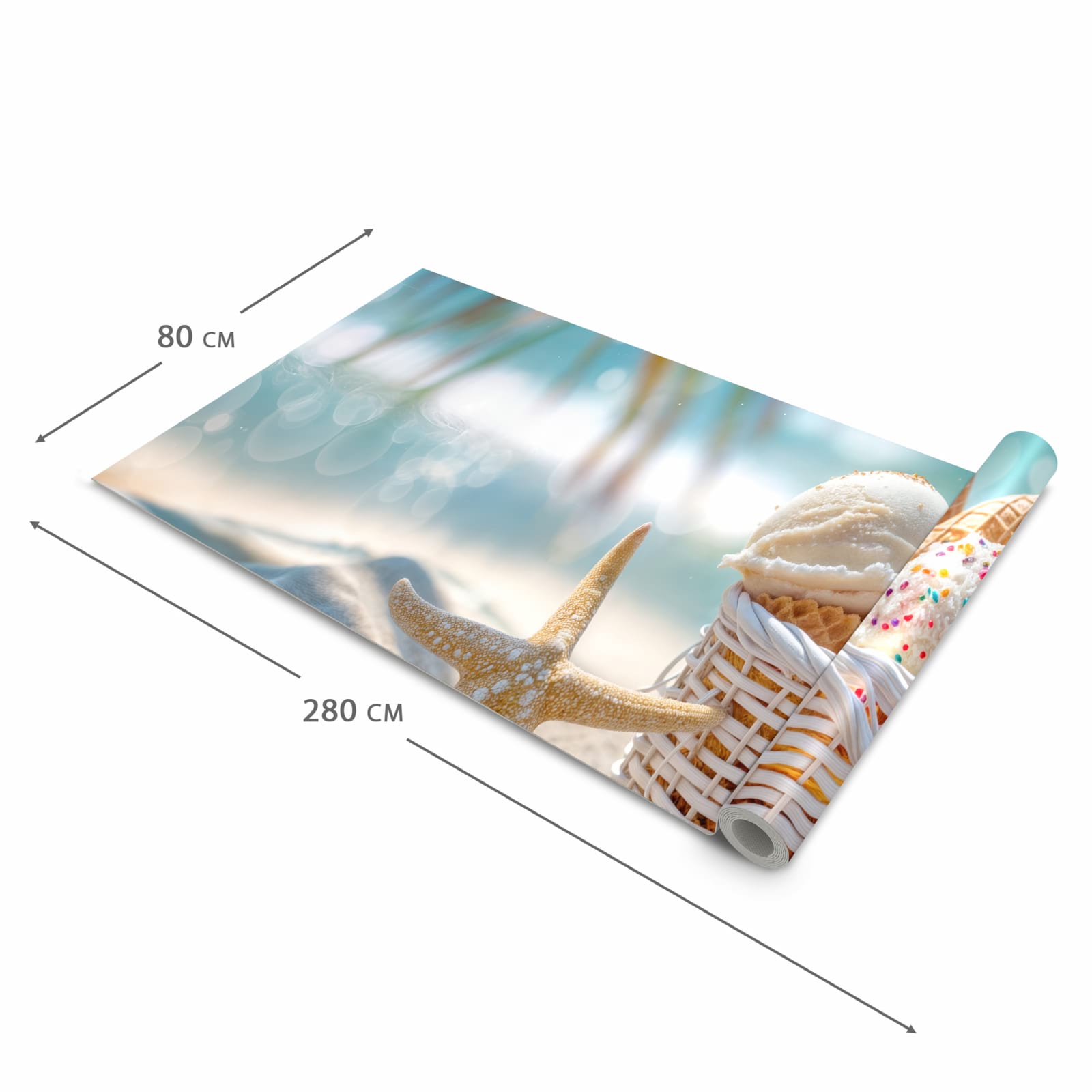 Bodenläufer mit Motiv Sommer Eiskörbchen in der Grösse 60x150 cm für sichere Aufbewahrung