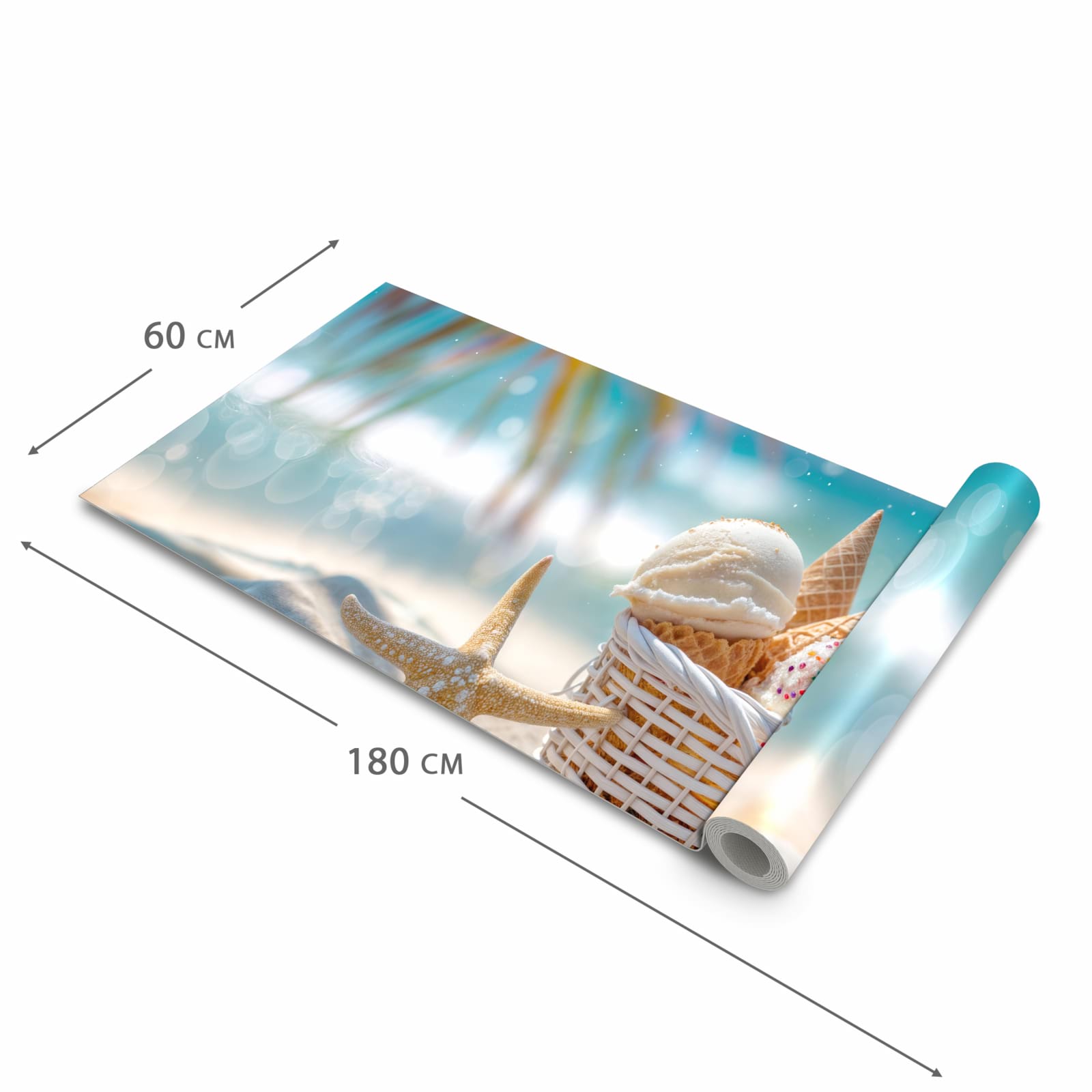 Rutschfester Läufer für Flur mit Motiv Sommer Eiskörbchen in der Grösse 60x150 cm