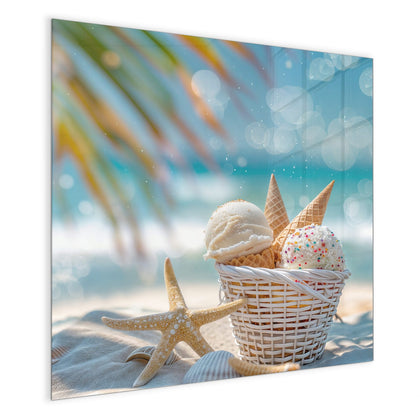 Magnettafel mit dem Motiv Eiskugeln am Strand