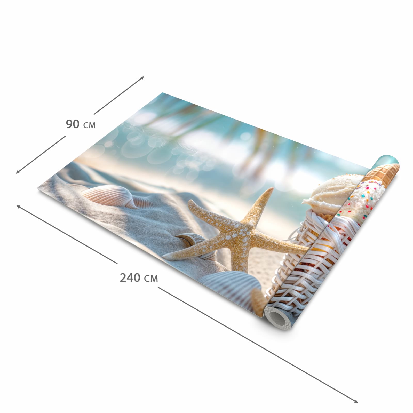 Abriebfester Küchenteppich mit Motiv Sommer Eiskörbchen in der Grösse 60x150 cm