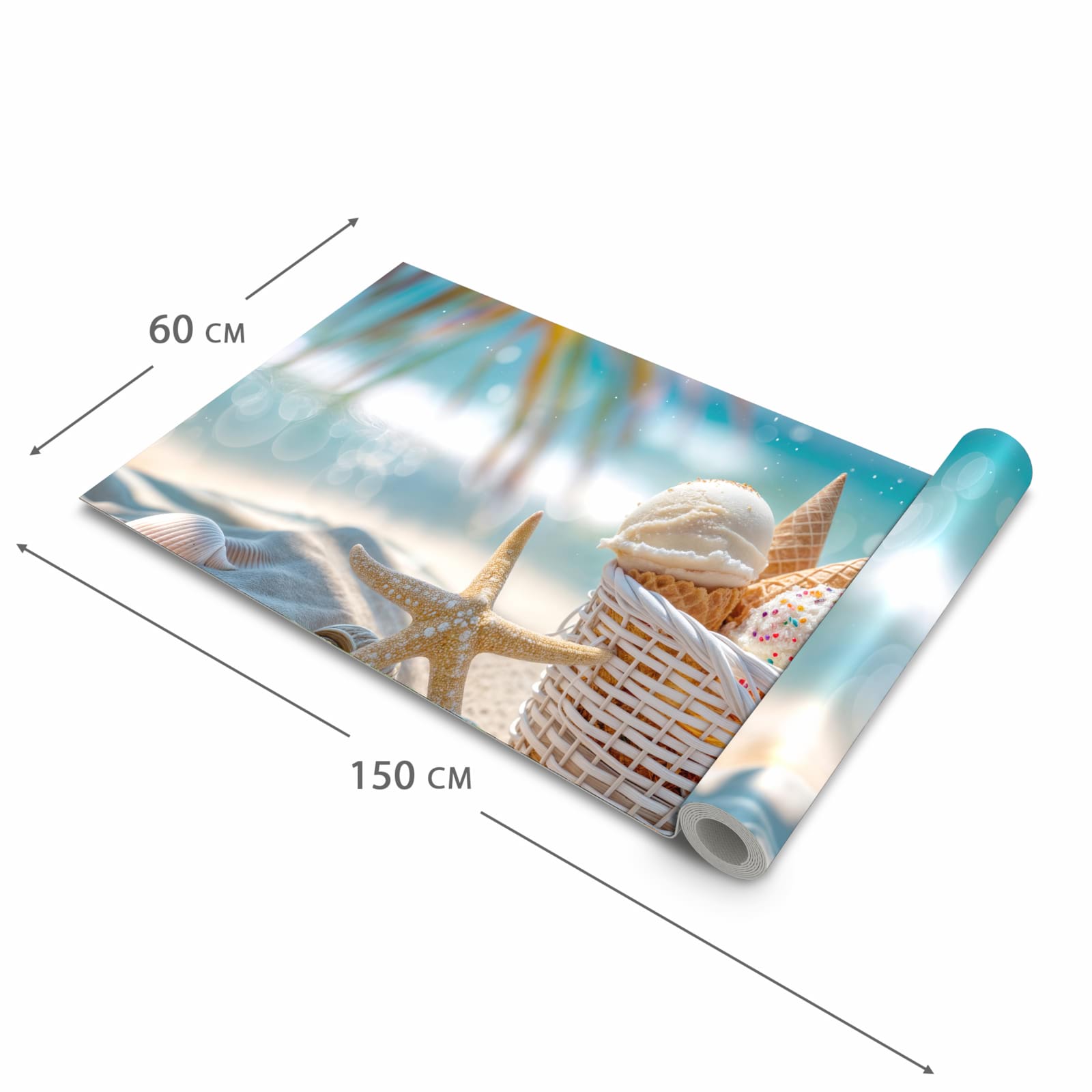 Langlebiger Läufer Eingangsbereich mit Motiv Sommer Eiskörbchen in der Grösse 60x150 cm