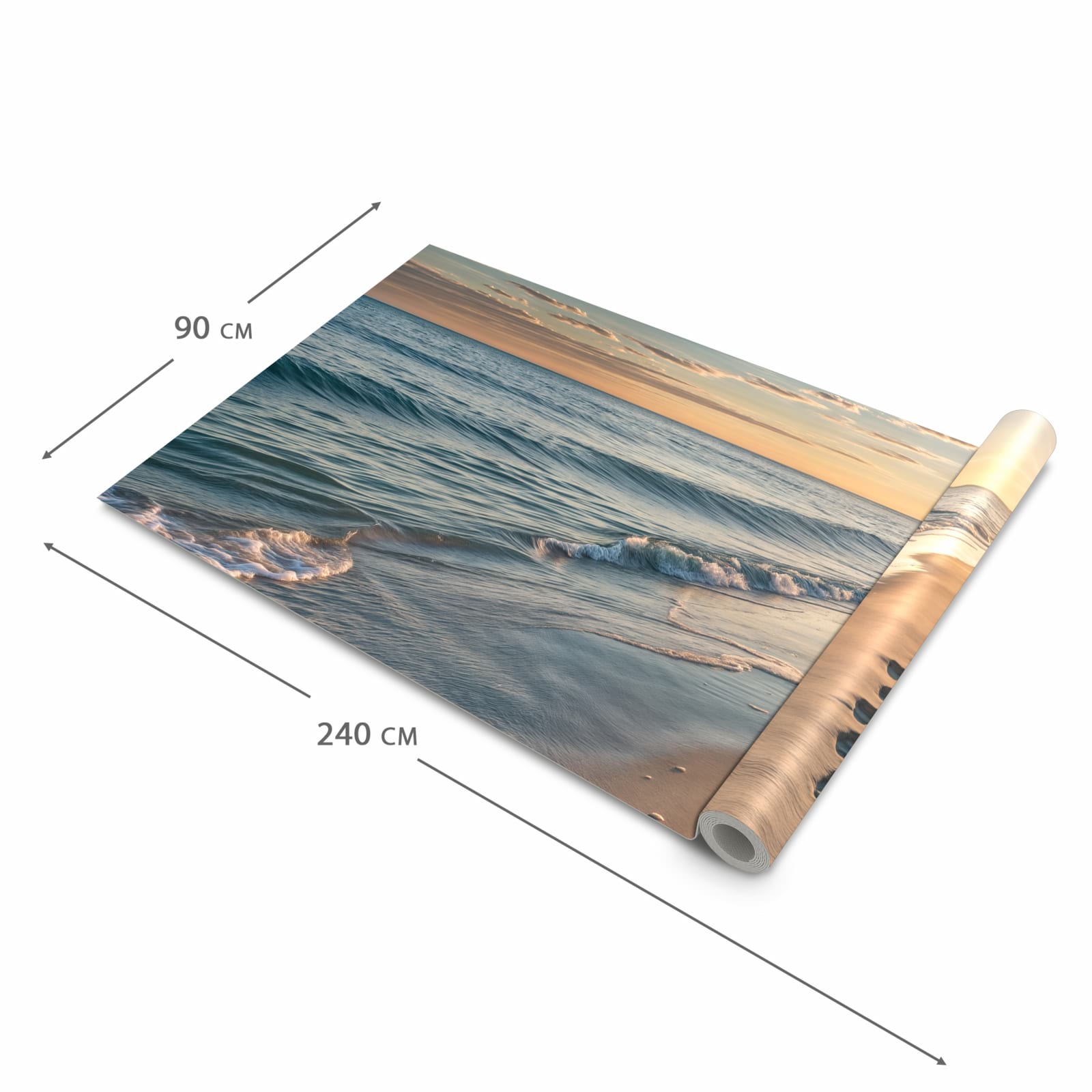 Strapazierfähiger waschbarer Küchenläufer mit Motiv Strandspuren in der Grösse 60x150 cm