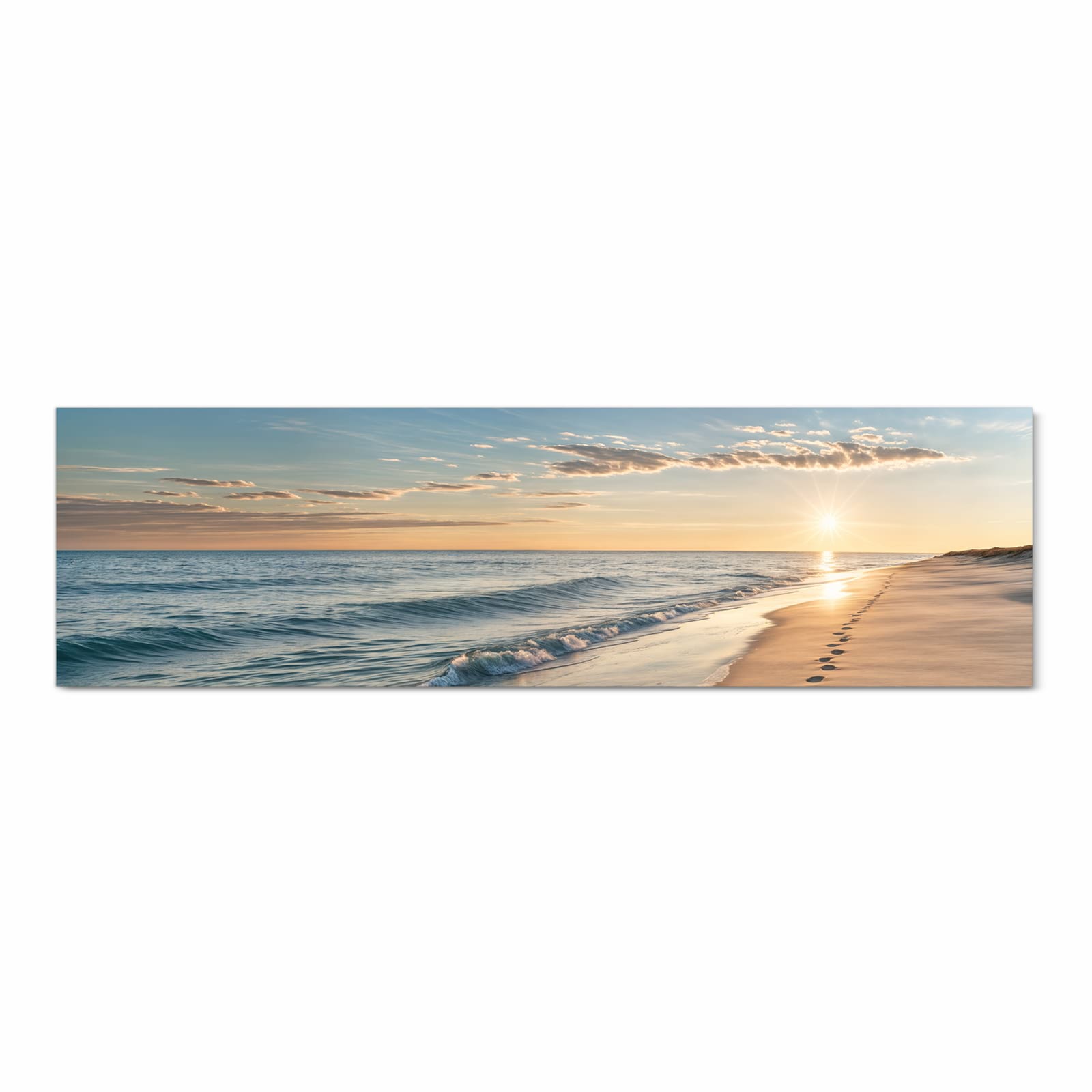 Waschbarer Küchenläufer mit Motiv Strandspuren in Frontansicht für angenehme Haptik