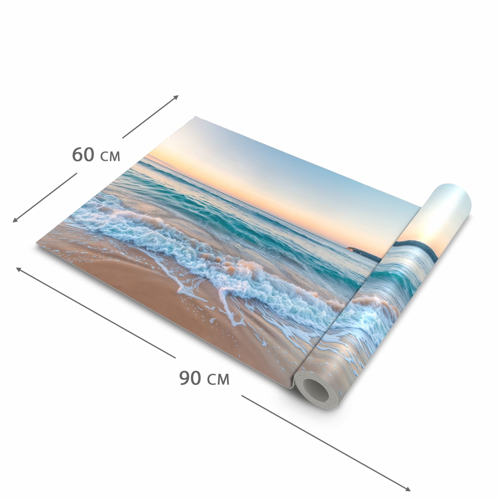 Formstabiler abwaschbarer Küchenteppich mit Motiv Strandhorizont in der Grösse 60x120 cm