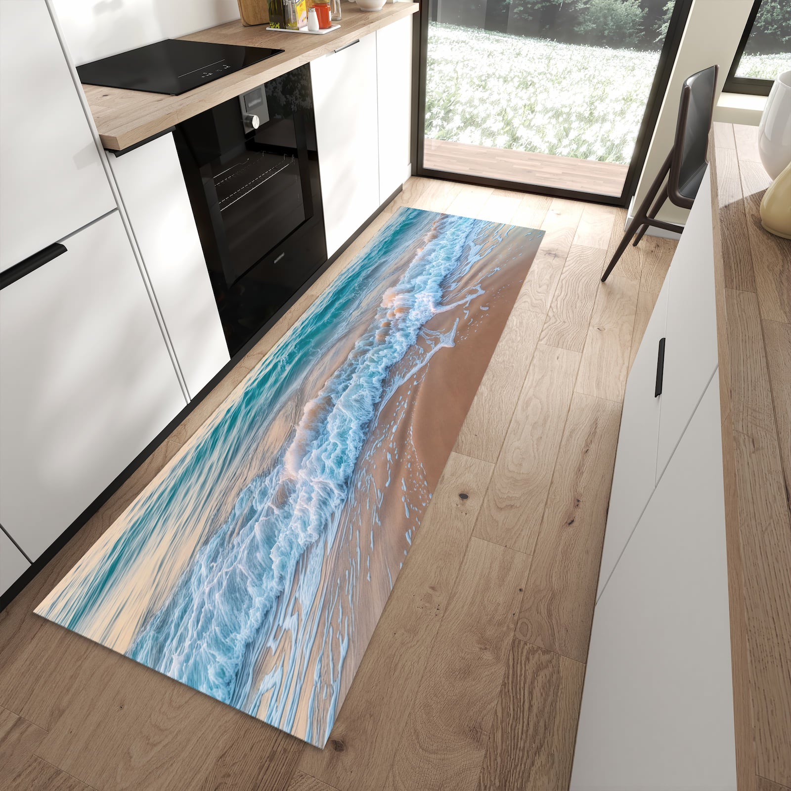 Küchenläufer mit Motiv Strandhorizont für sicheren Stand im Eingangsbereich