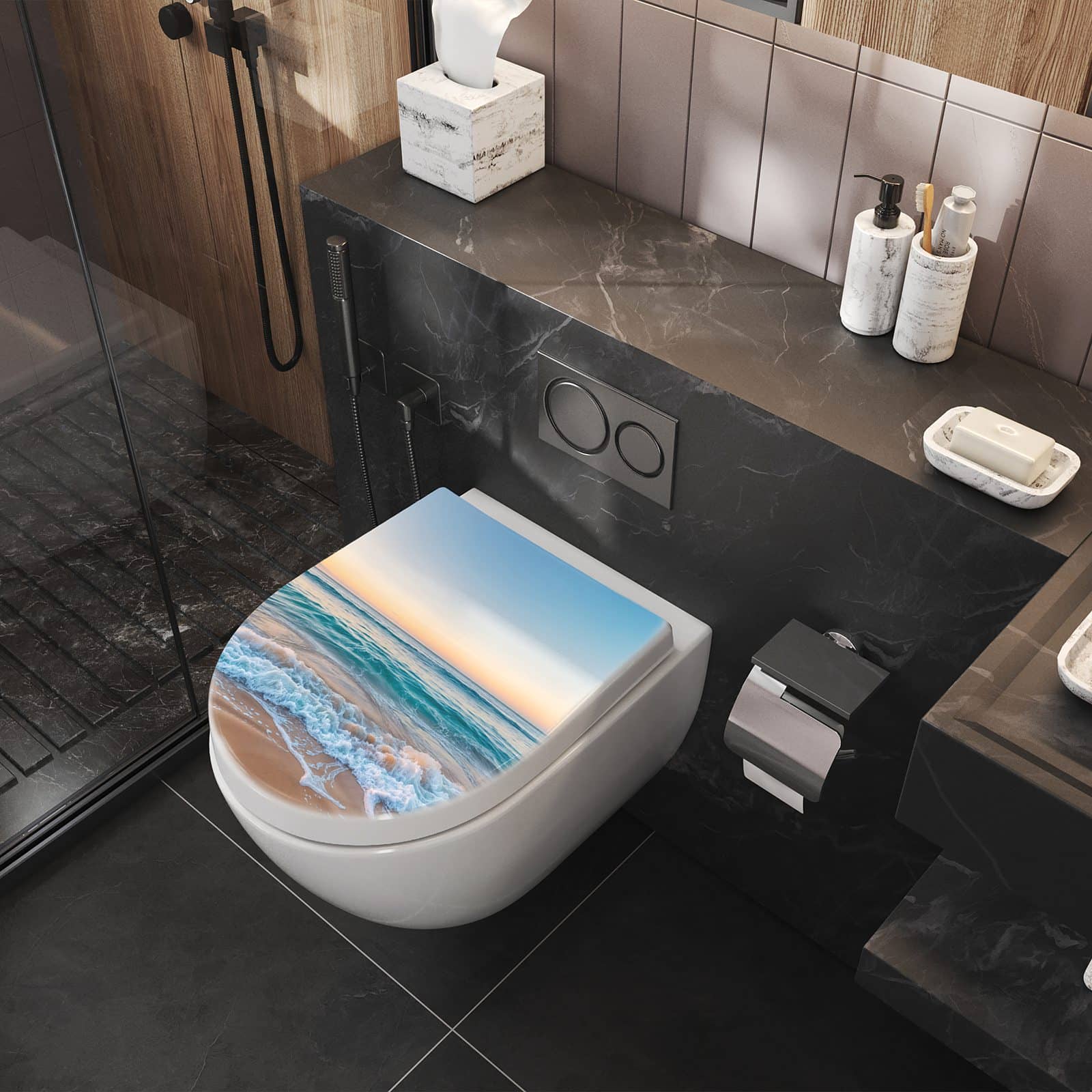 WC-Sitz mit Absenkautomatik Strandhorizont