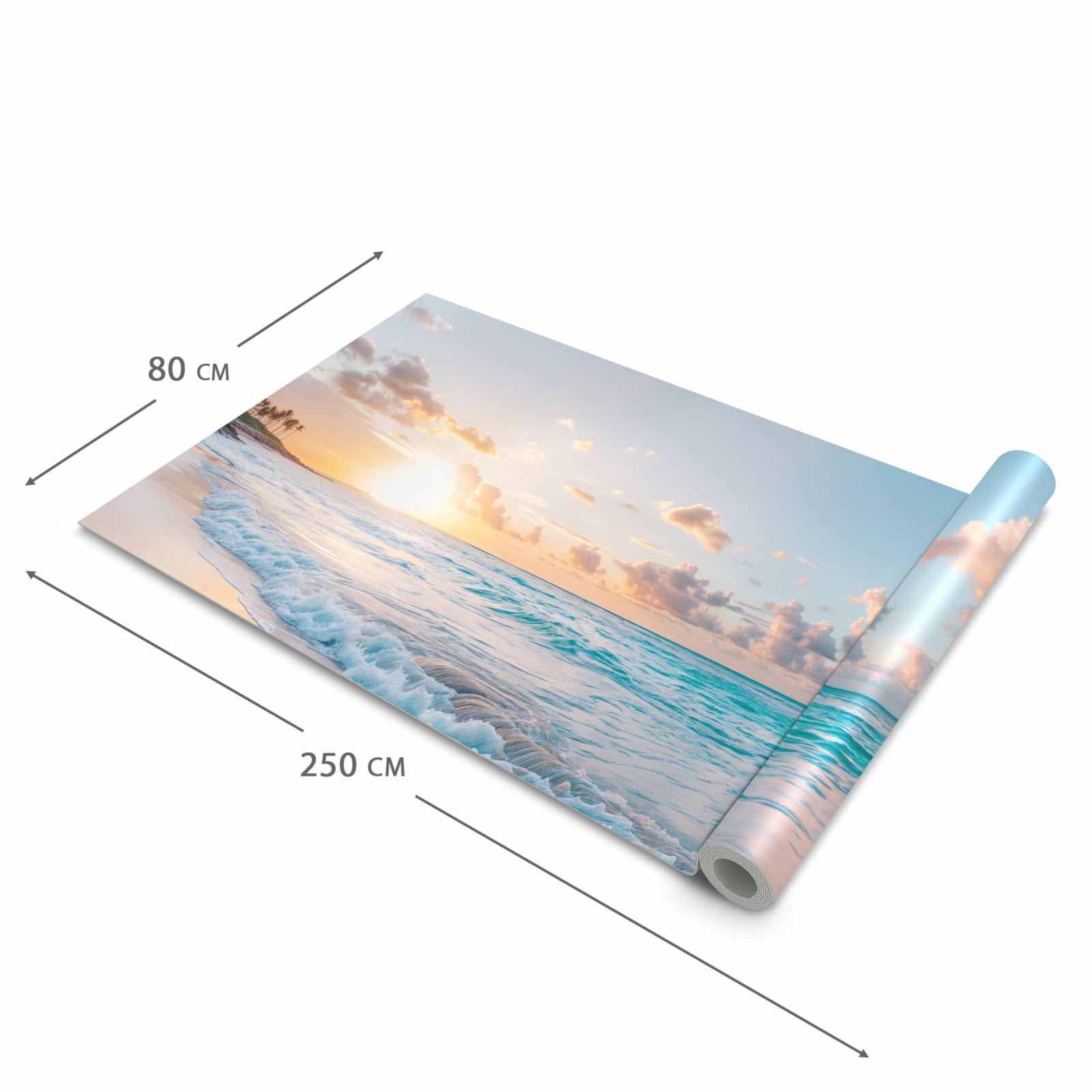 Waschbarer Küchenläufer mit Motiv Sonnenaufgang Strand in der Größe 60x120 cm, angenehme Haptik