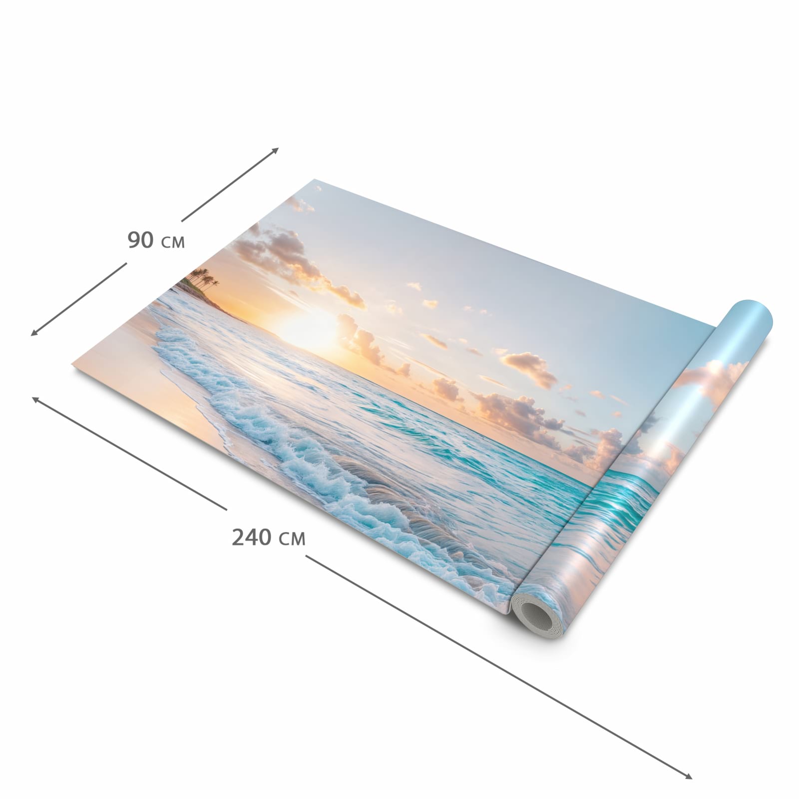 Langlebiger waschbarer Küchenläufer mit Motiv Sonnenaufgang Strand in der Grösse 60x120 cm