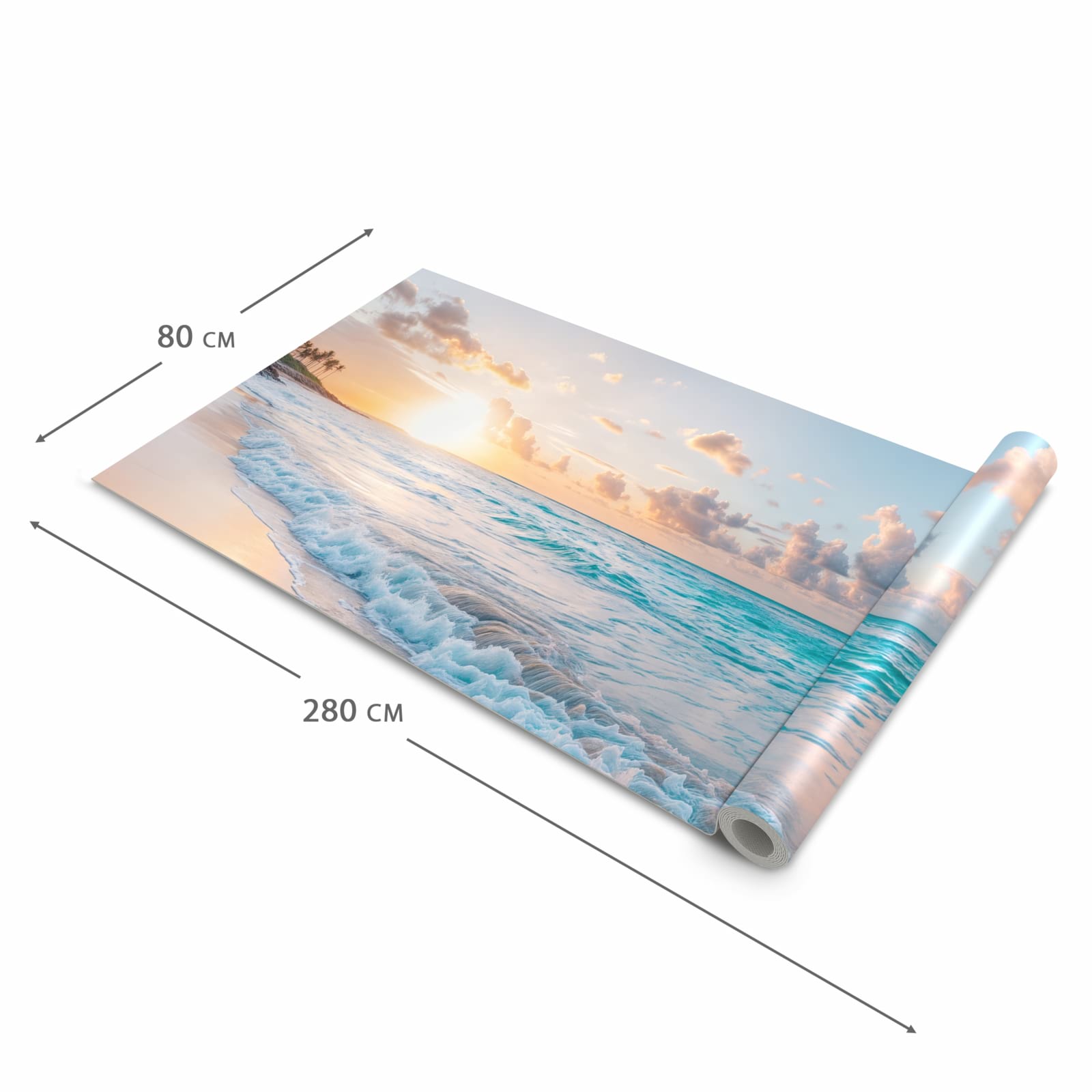 Hygienischer rutschfester Küchenläufer mit Motiv Sonnenaufgang Strand in der Grösse 60x120 cm