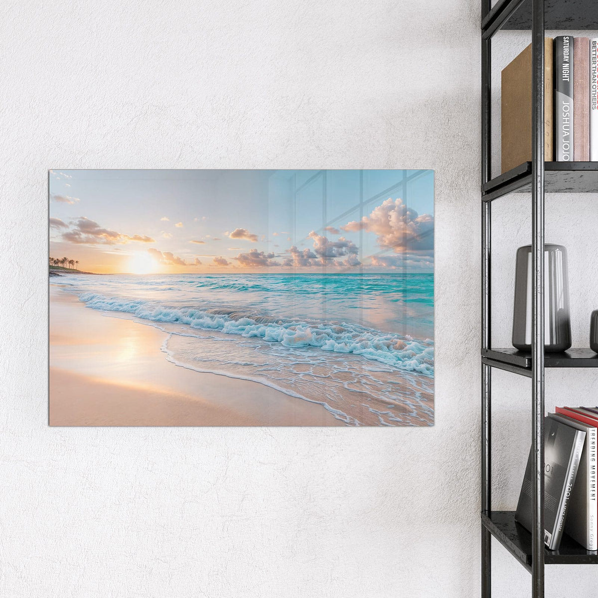 Magnettafel - Sonnenaufgang am Strand – Pastellfarbener Morgen am weiten Strand