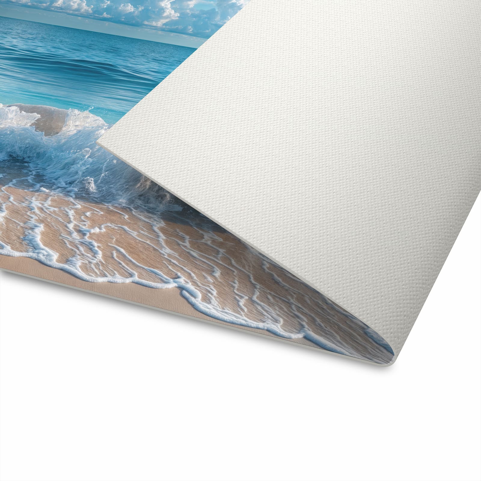 Komfortabler Küchenteppich mit Motiv Meereswellen in moderner Küche