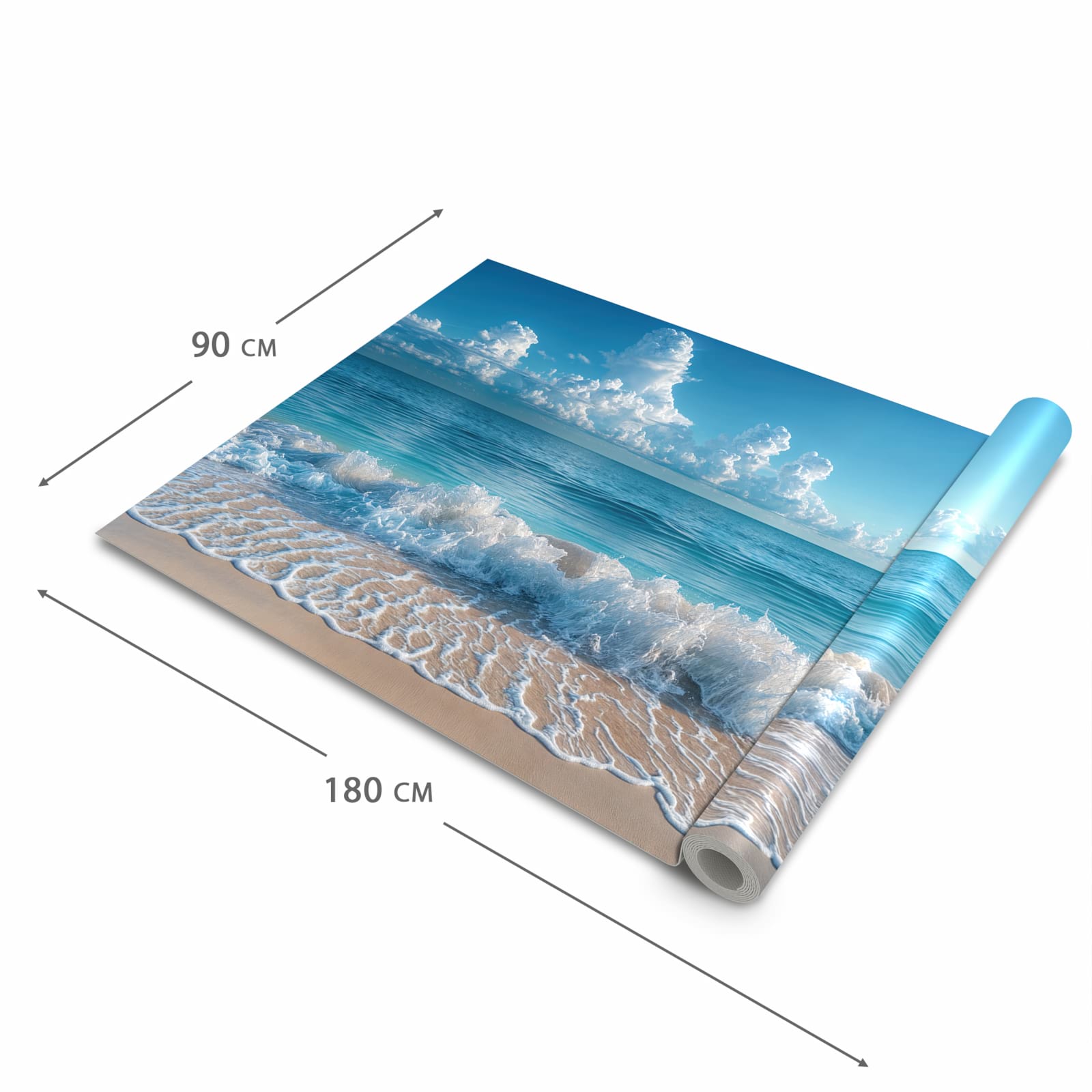 Ordnungsschaffender Küchenteppich mit Motiv Meereswellen in der Grösse 60x270 cm