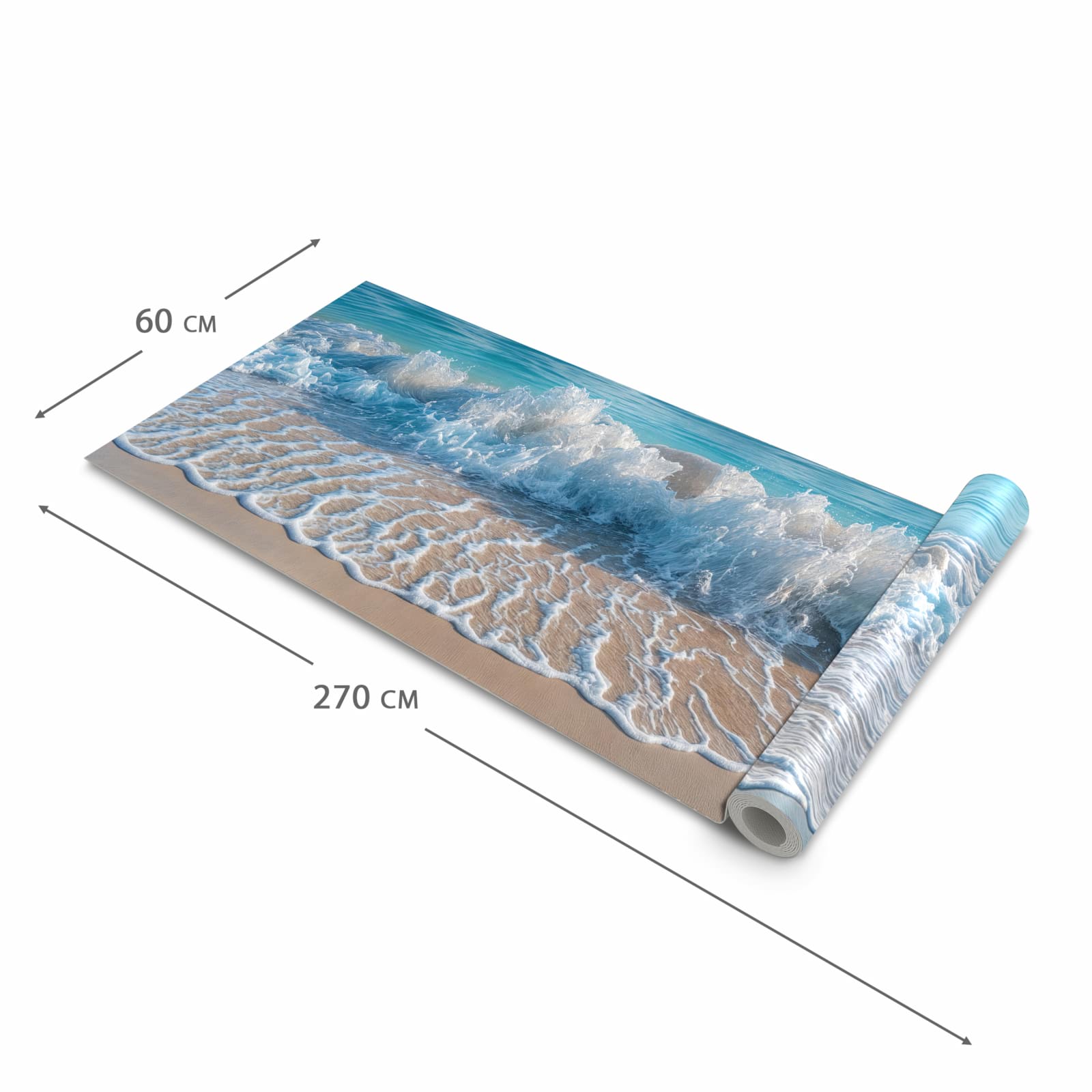 Hygienischer rutschfester Küchenläufer mit Motiv Meereswellen in der Grösse 60x270 cm