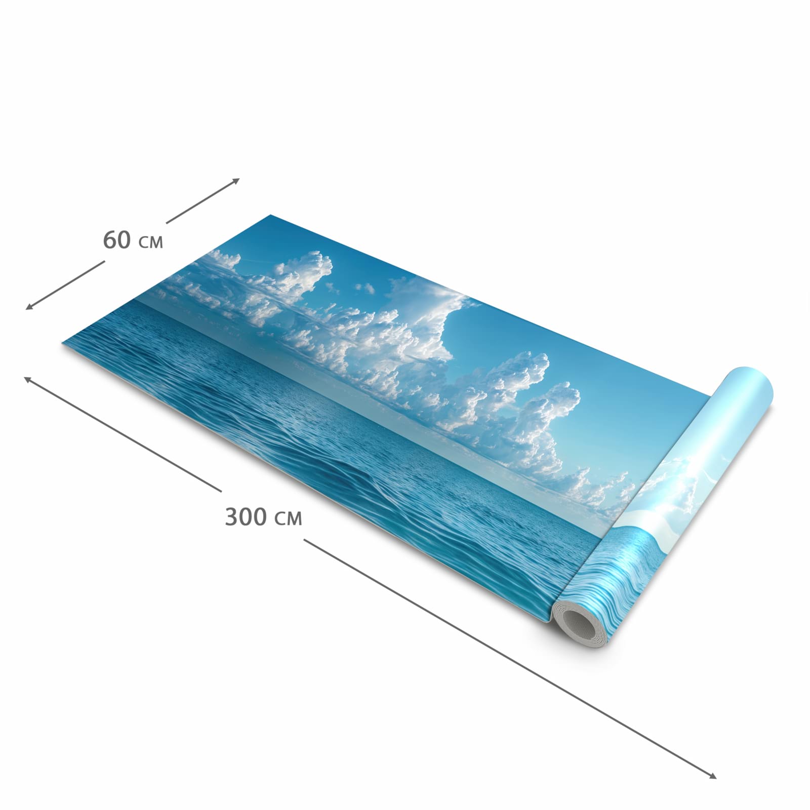 Strapazierfähiger moderner Küchenläufer mit Motiv Meereswellen in der Größe 60x270 cm