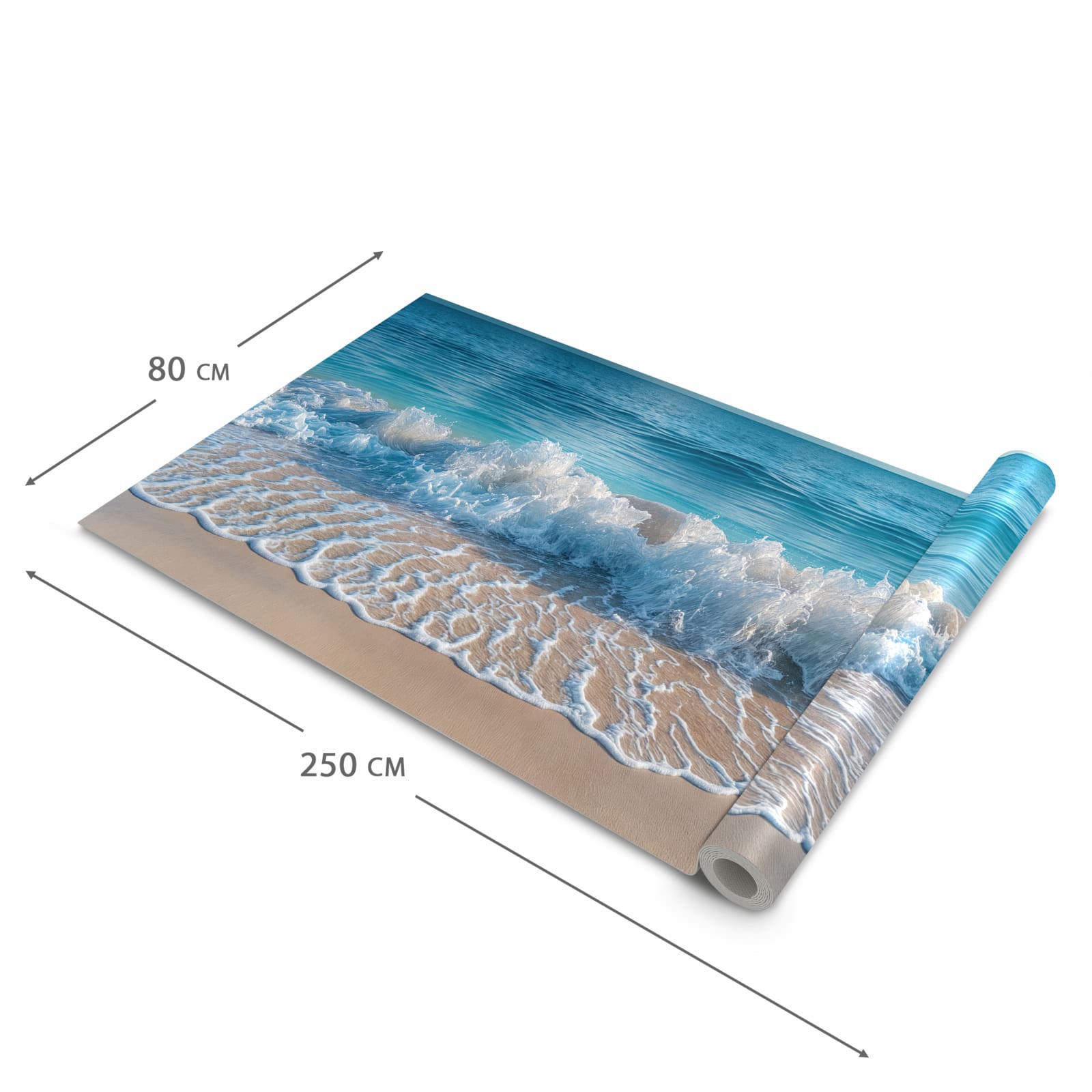 Rutschfester moderner Küchenläufer mit Motiv Meereswellen in der Grösse 60x270 cm