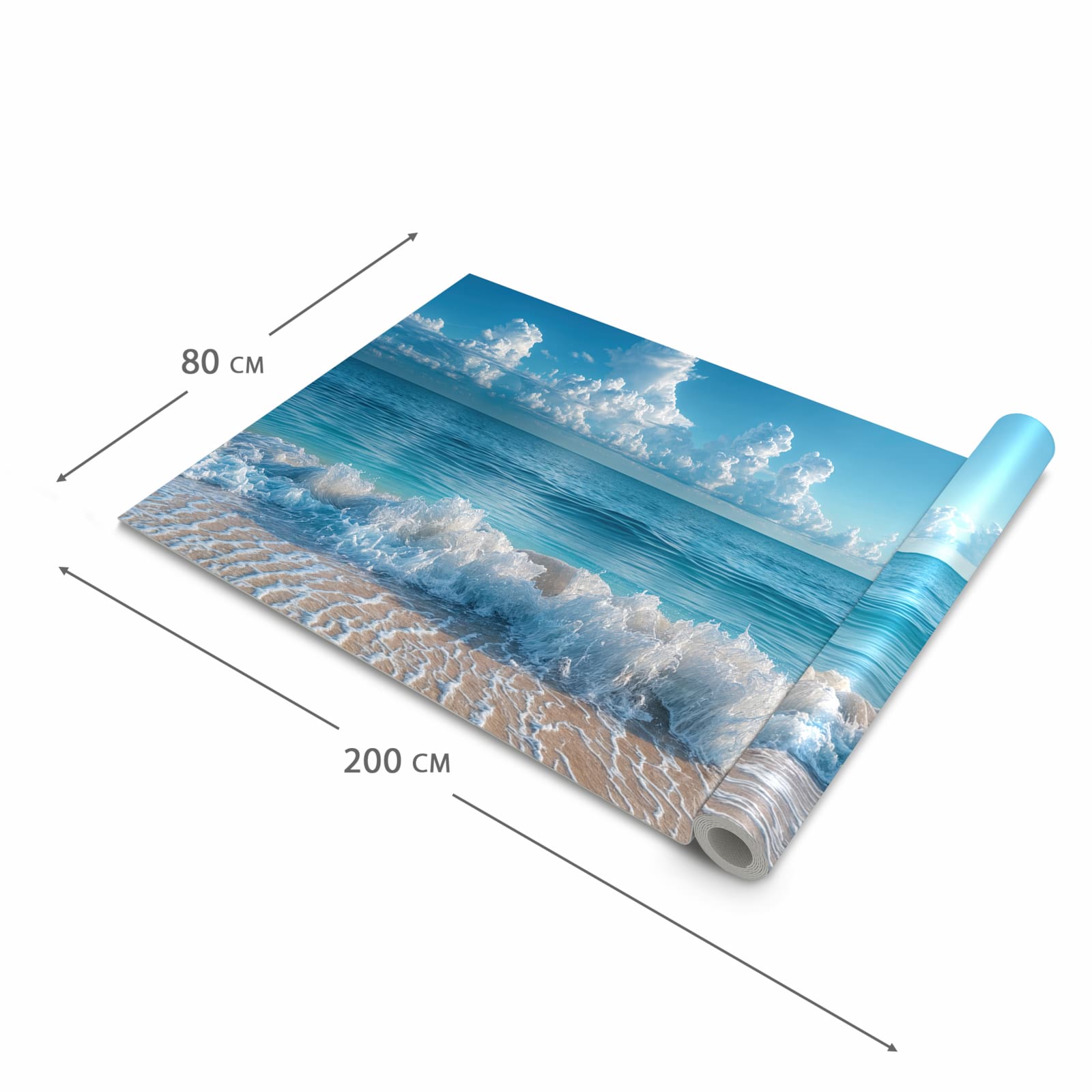 Langlebiger waschbarer Küchenläufer mit Motiv Meereswellen in der Grösse 60x270 cm