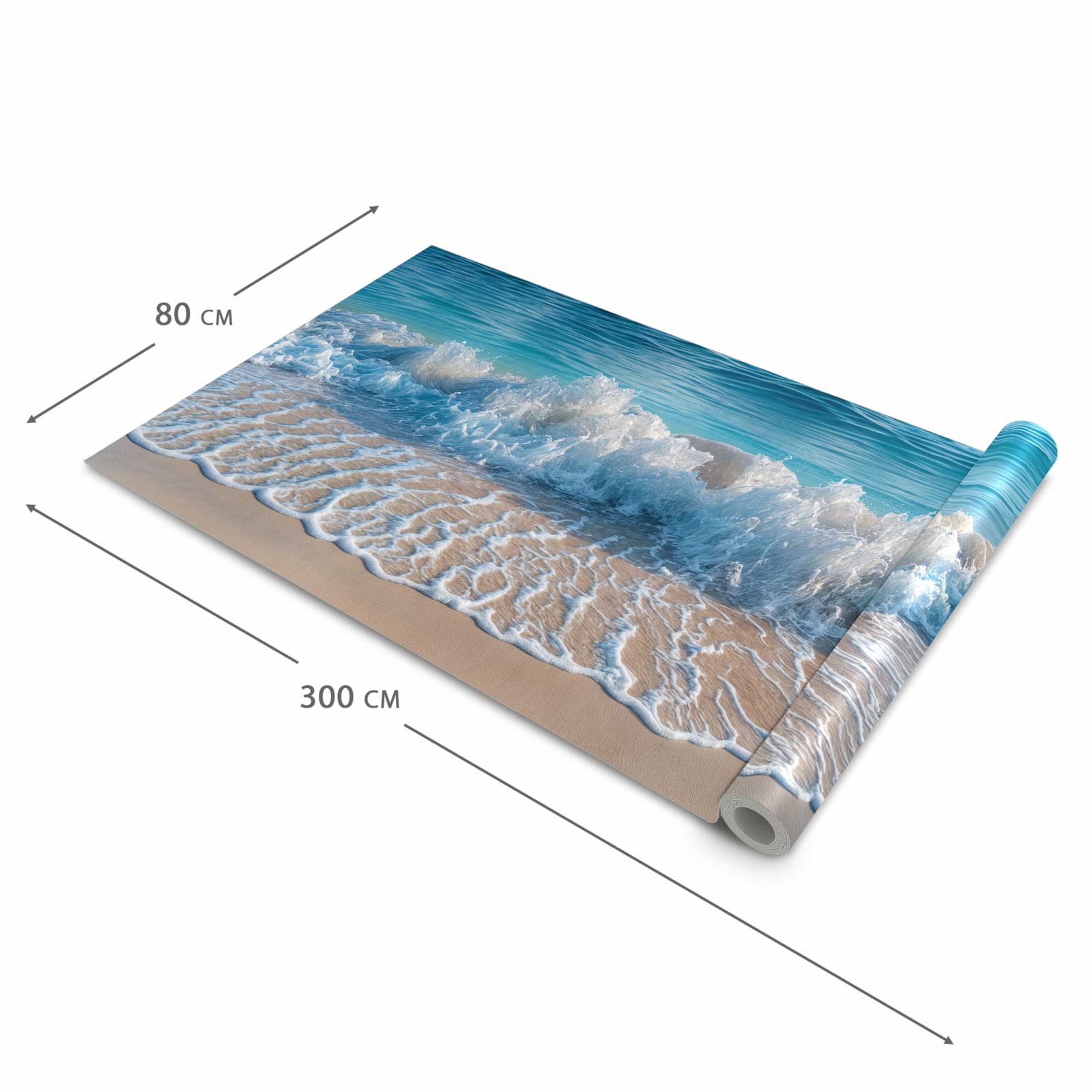 Abwaschbarer Küchenteppich mit Motiv Meereswellen in der Größe 60x270 cm schützt den Boden